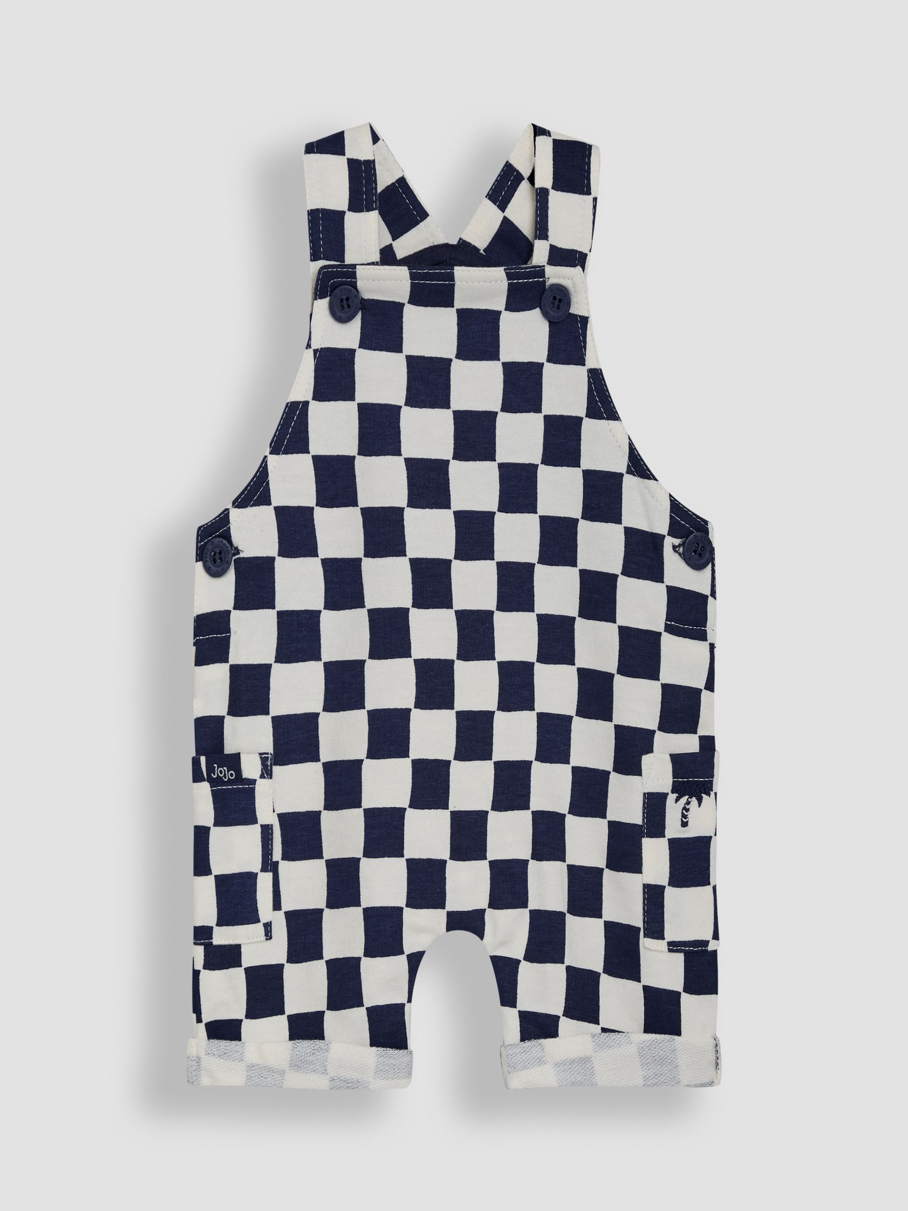 Navy 2-Piece Checkerboard Dungarees & T-Shirt Set - Image 2 of 6