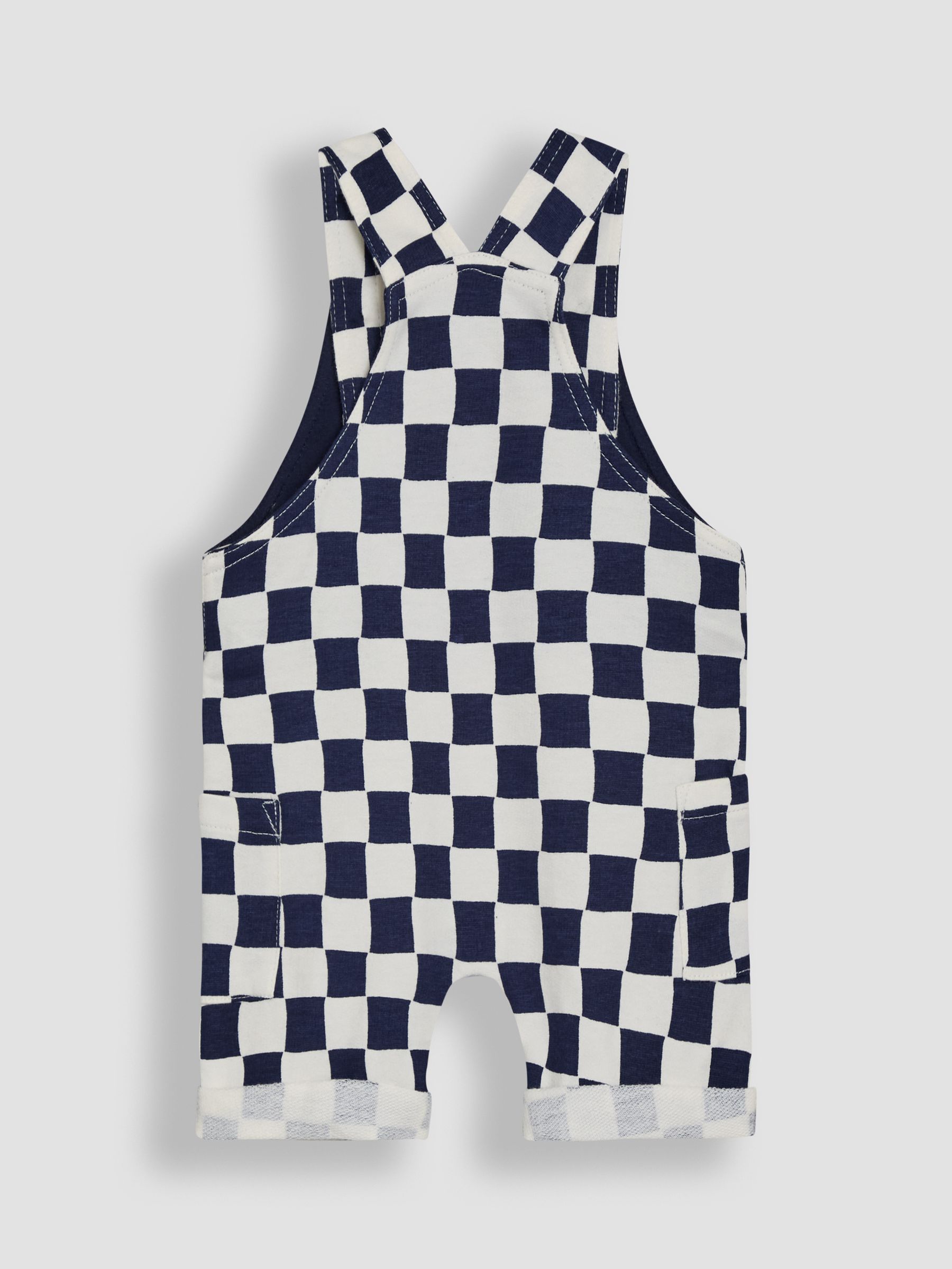 Navy 2-Piece Checkerboard Dungarees & T-Shirt Set - Image 3 of 6