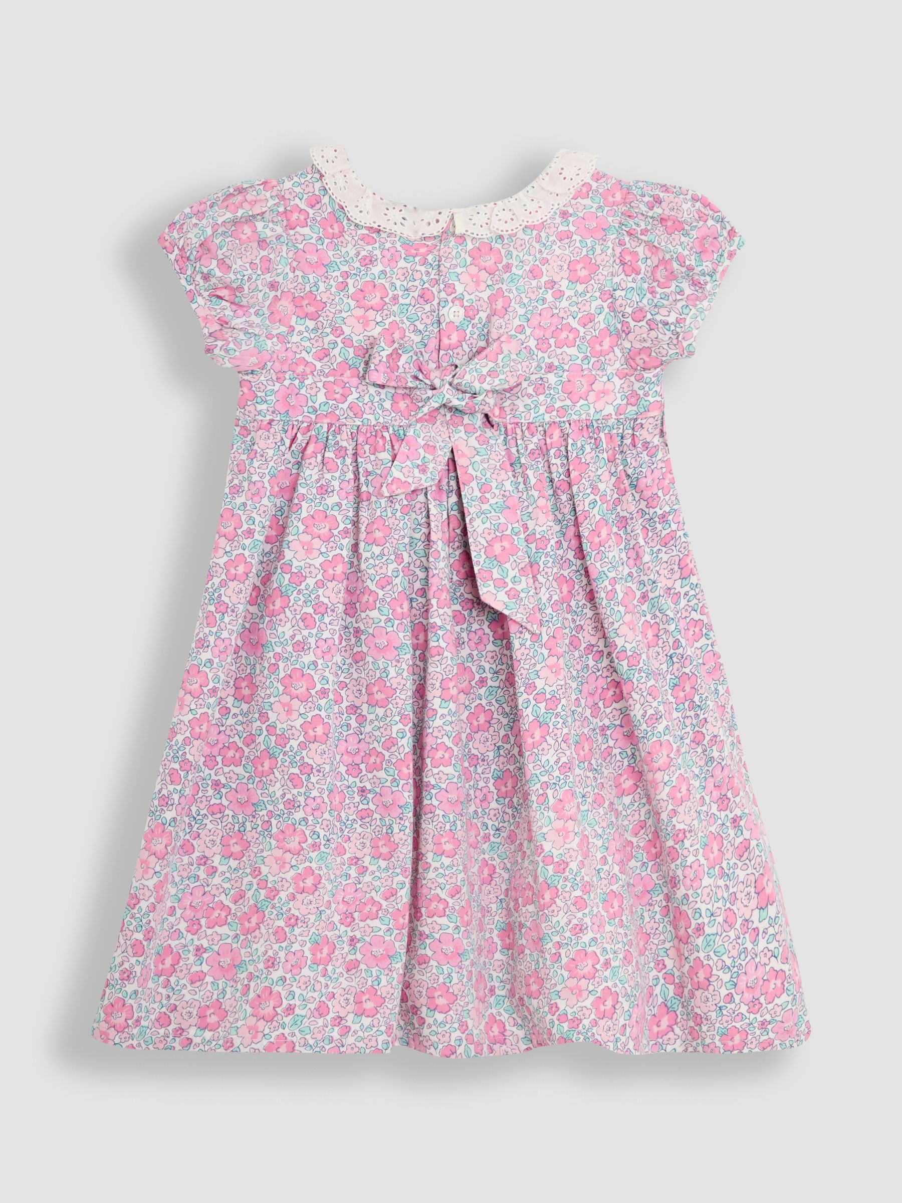 Pink Floral Floral Broderie Collar Party Dress - Image 3 of 4