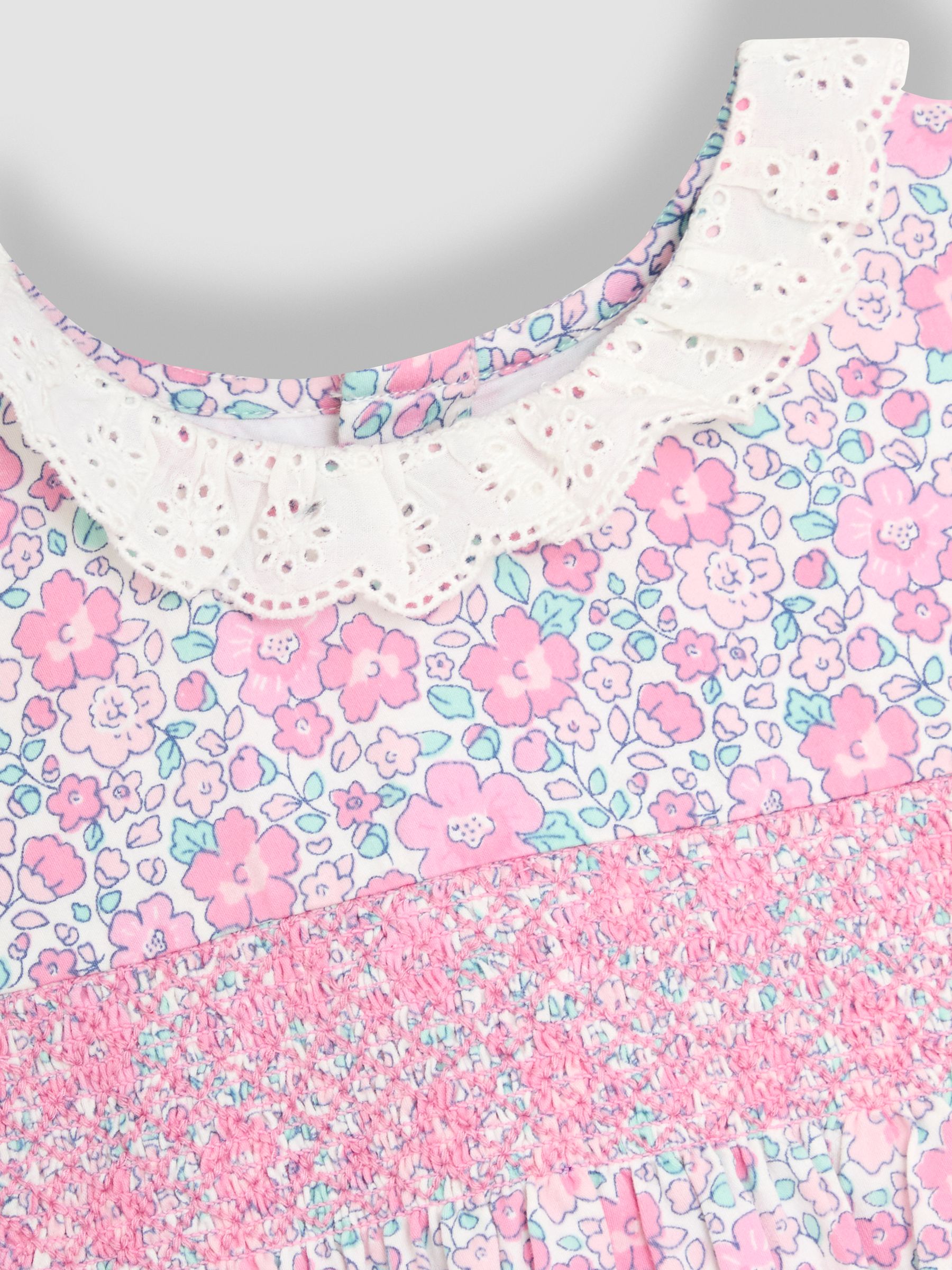 Pink Floral Floral Broderie Collar Party Dress - Image 4 of 4