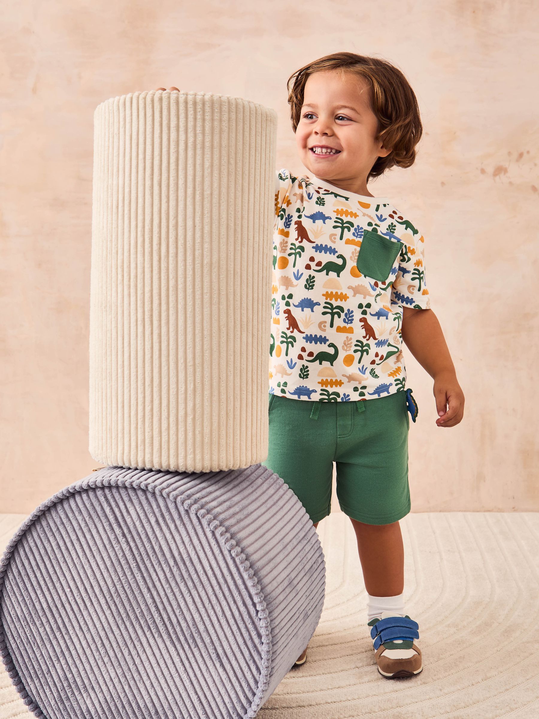 Khaki Dino 2-Piece Printed T-Shirt & Short Set - Image 1 of 8