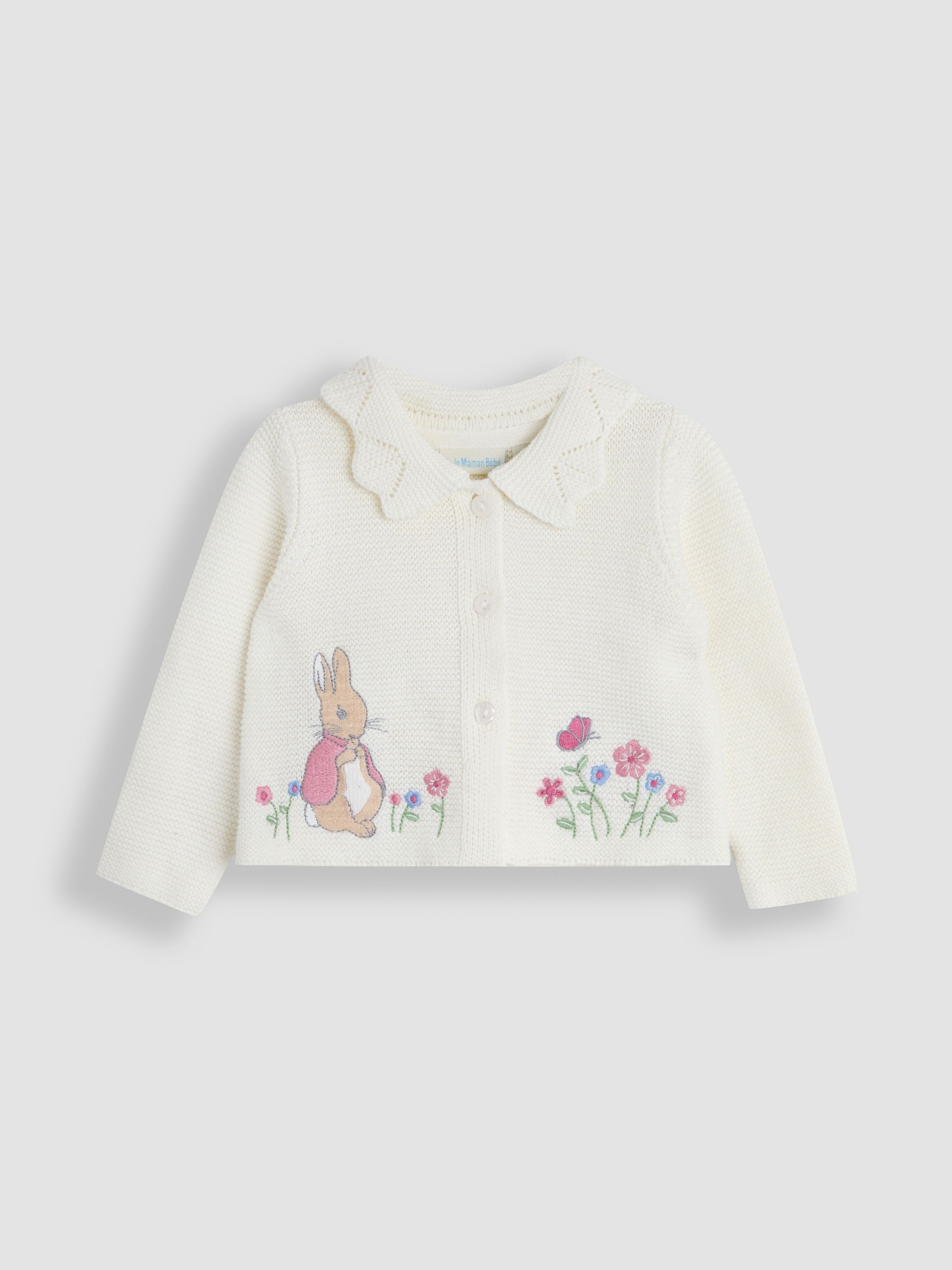 Cream Flopsy Bunny Scallop Collar Cardigan - Image 1 of 3