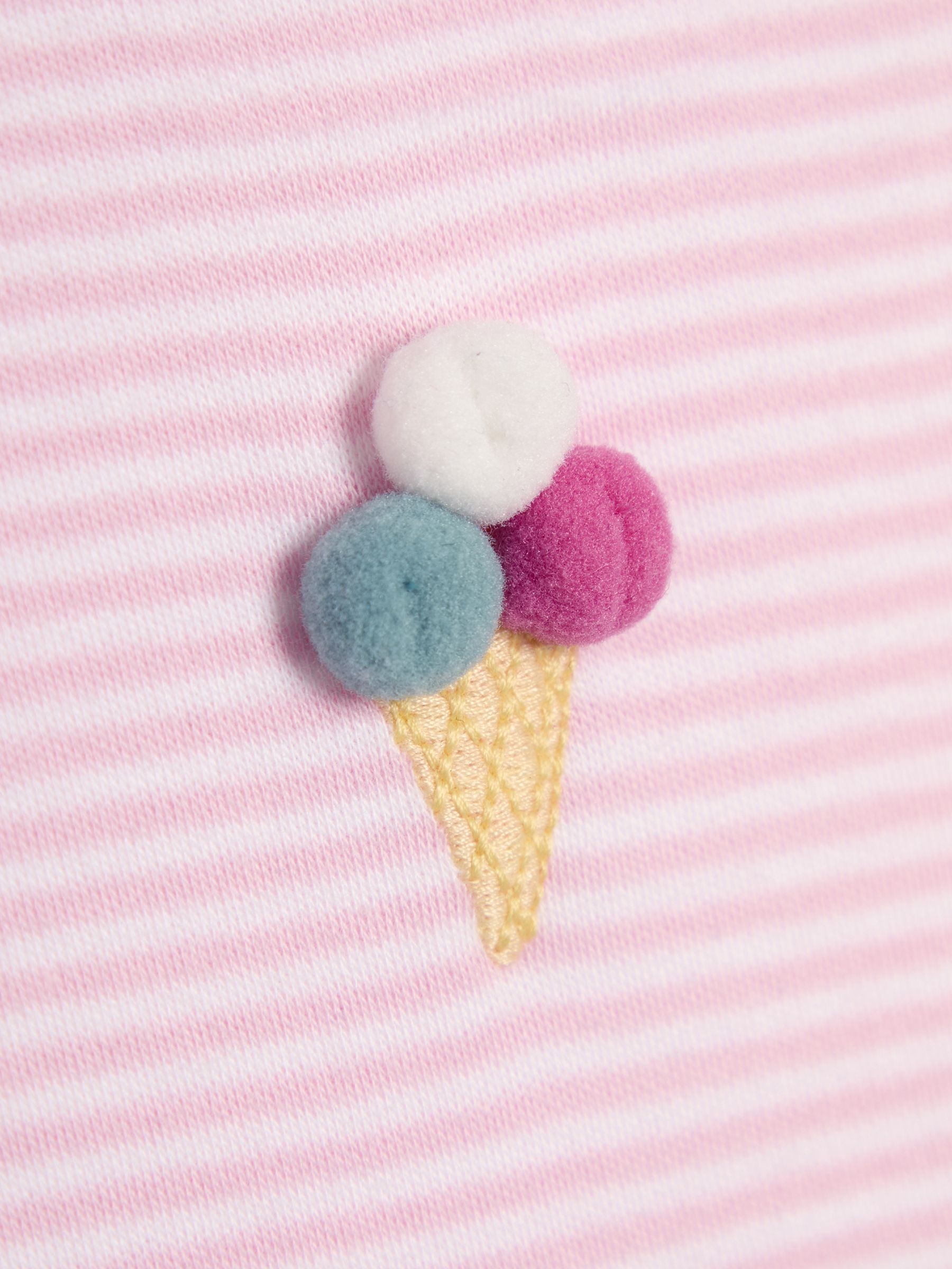 Pink Ice Cream Embroidered Puff Sleeve Pom-Pom T-Shirt - Image 3 of 3