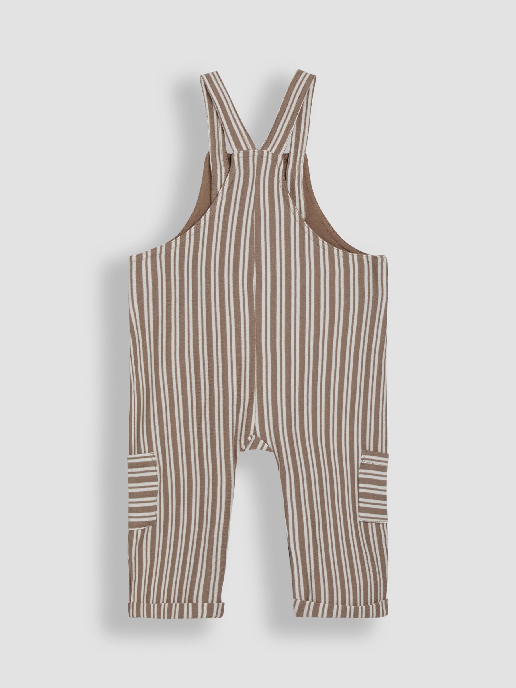 Stone Stripe 100% Cotton Dungarees & Top Set - Image 3 of 6