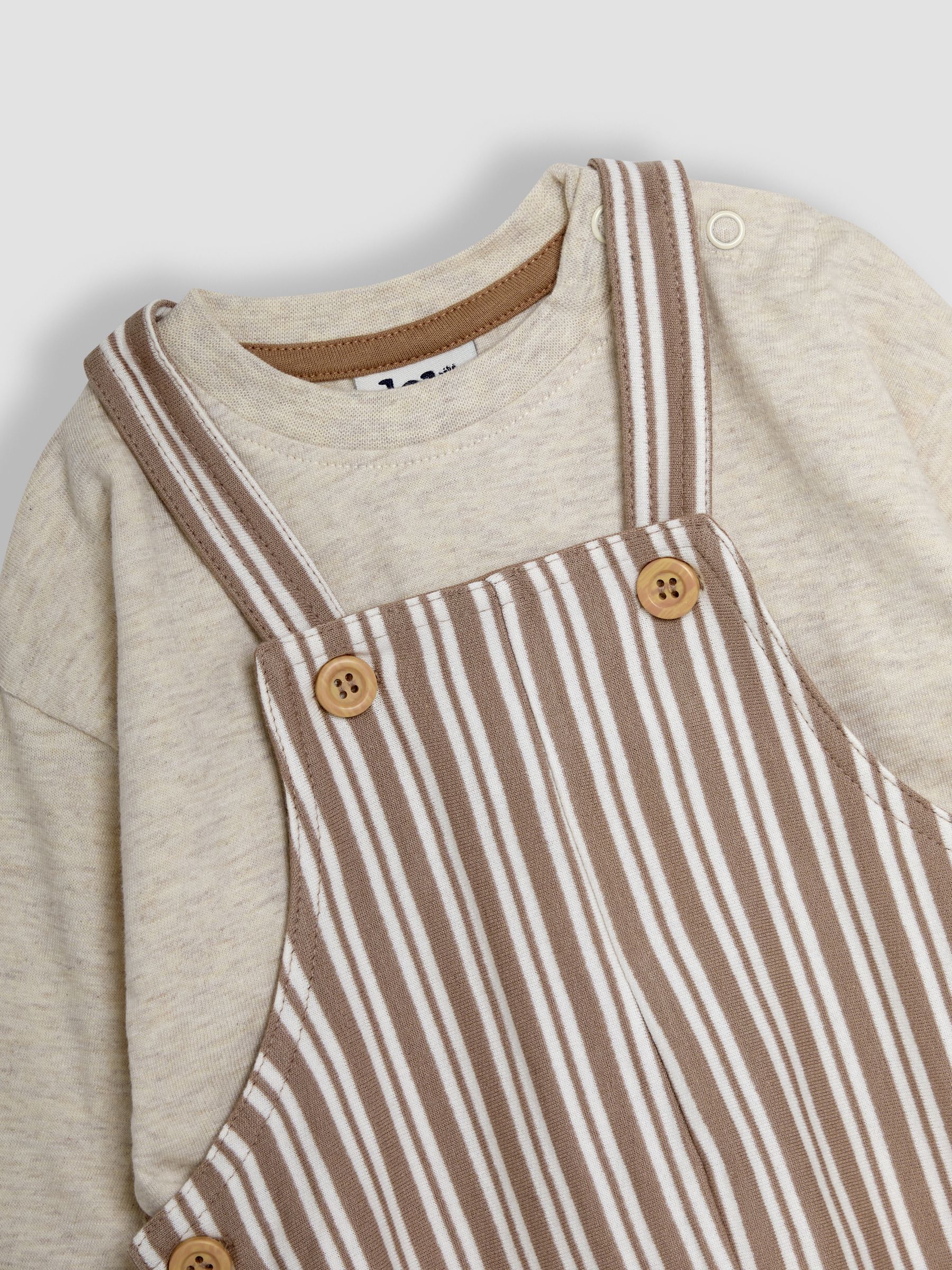 Stone Stripe 100% Cotton Dungarees & Top Set - Image 6 of 6