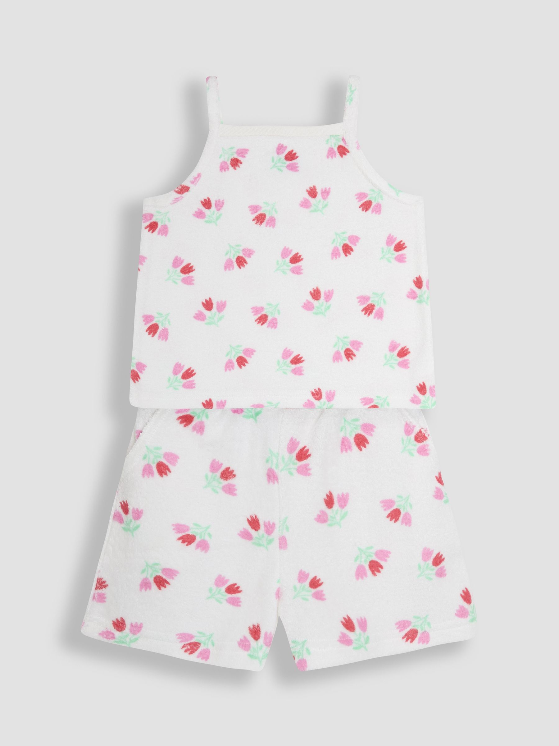 Pink Ditsy Floral Towelling Vest & Shorts Set 2 Piece - Image 1 of 4