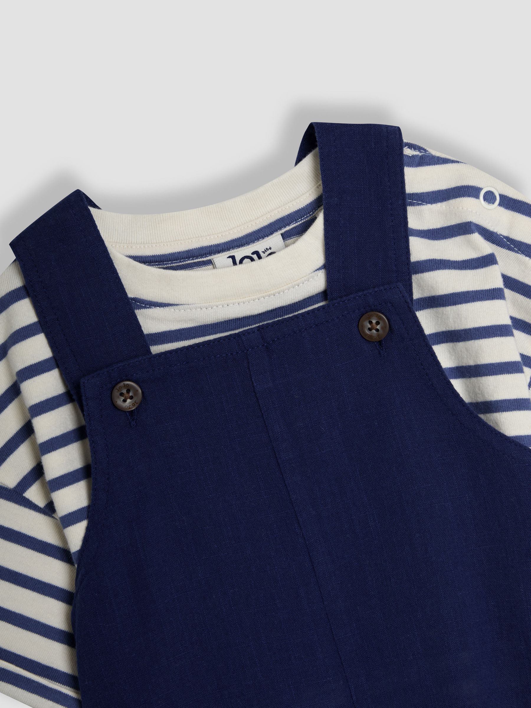 Navy 2-Piece Dungarees & Stripe T-Shirt Set - Image 6 of 6
