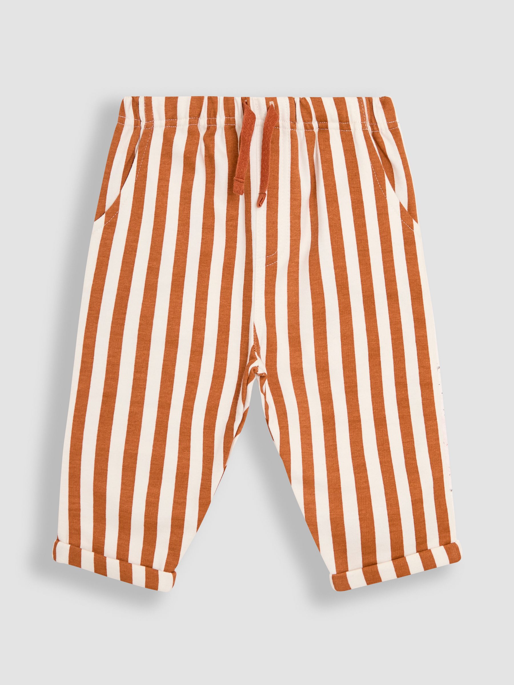 Brown Giraffe Print 100% Cotton T-Shirt & Stripe Joggers Set 2 Piece - Image 4 of 10