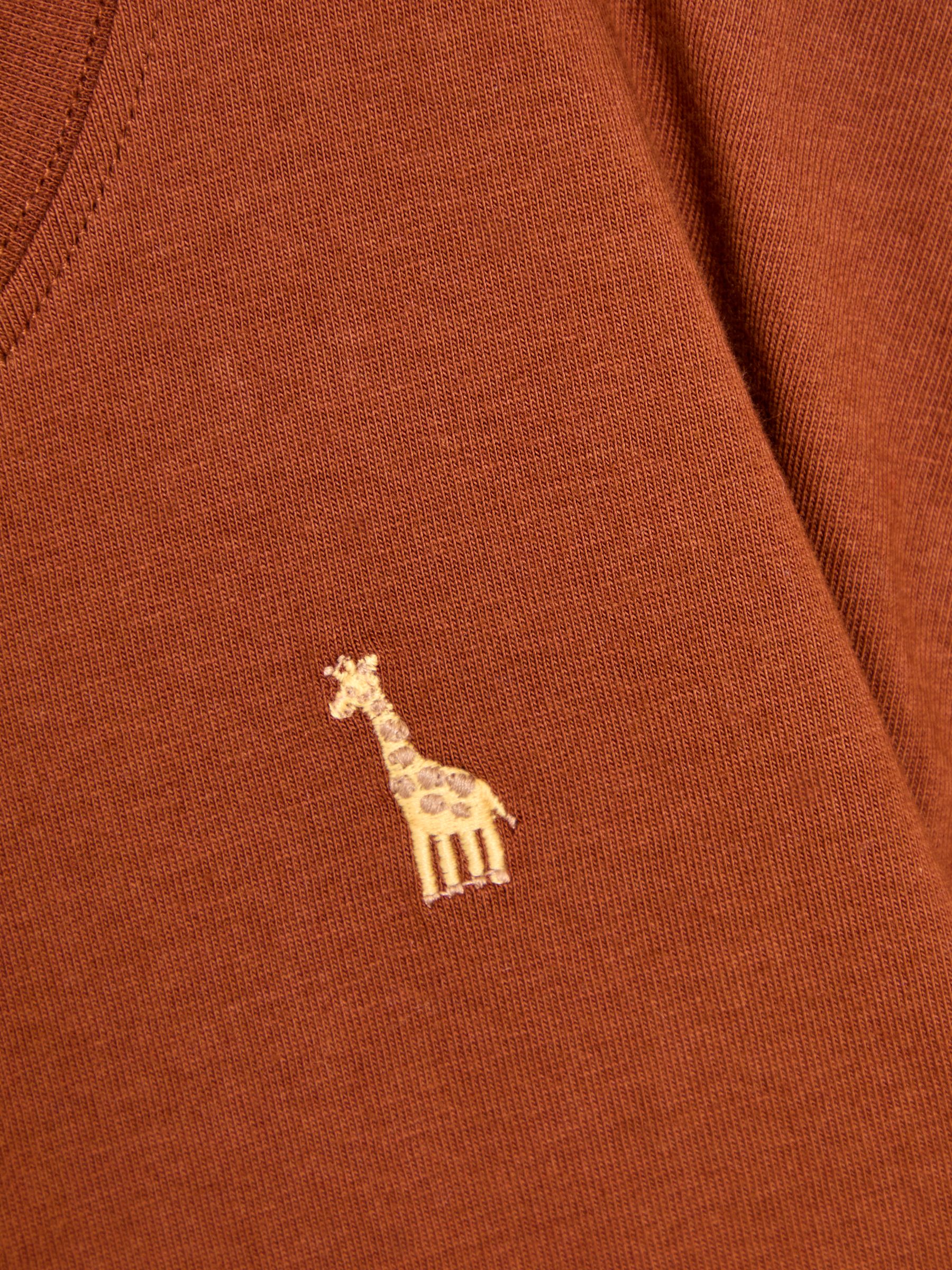 Brown Giraffe Print 100% Cotton T-Shirt & Stripe Joggers Set 2 Piece - Image 6 of 10