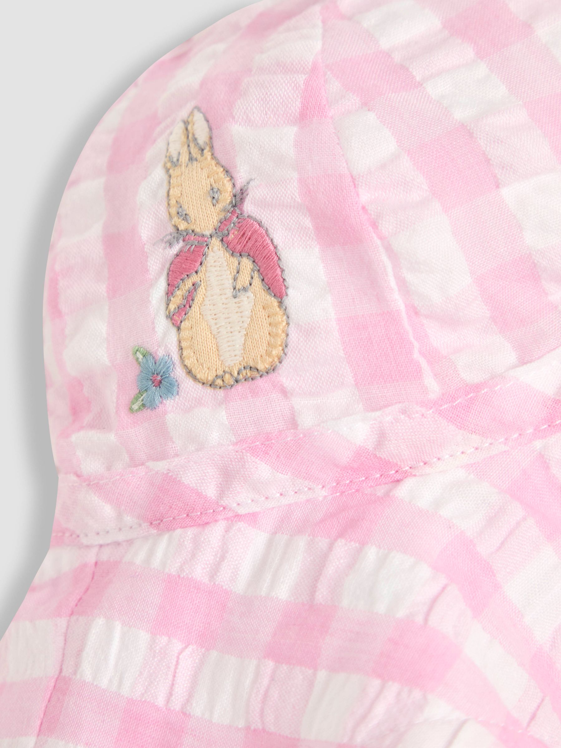 Pink Gingham Flopsy Bunny Floppy Sun 100% Cotton Hat - Image 3 of 3