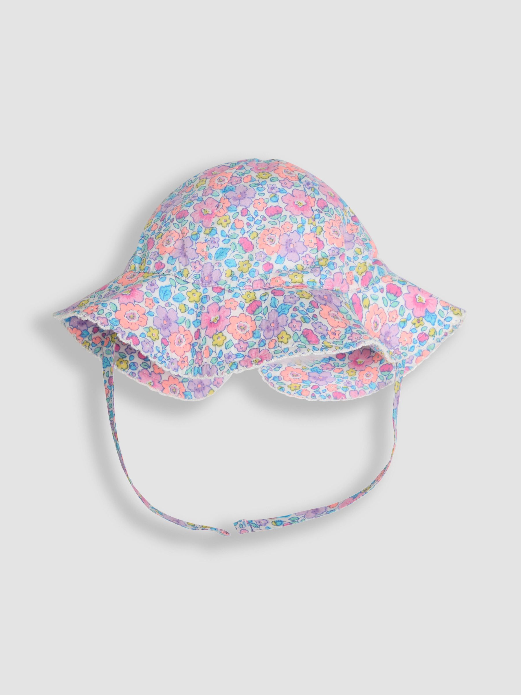 White Floral Pretty Trim Sun 100% Cotton Hat - Image 2 of 3