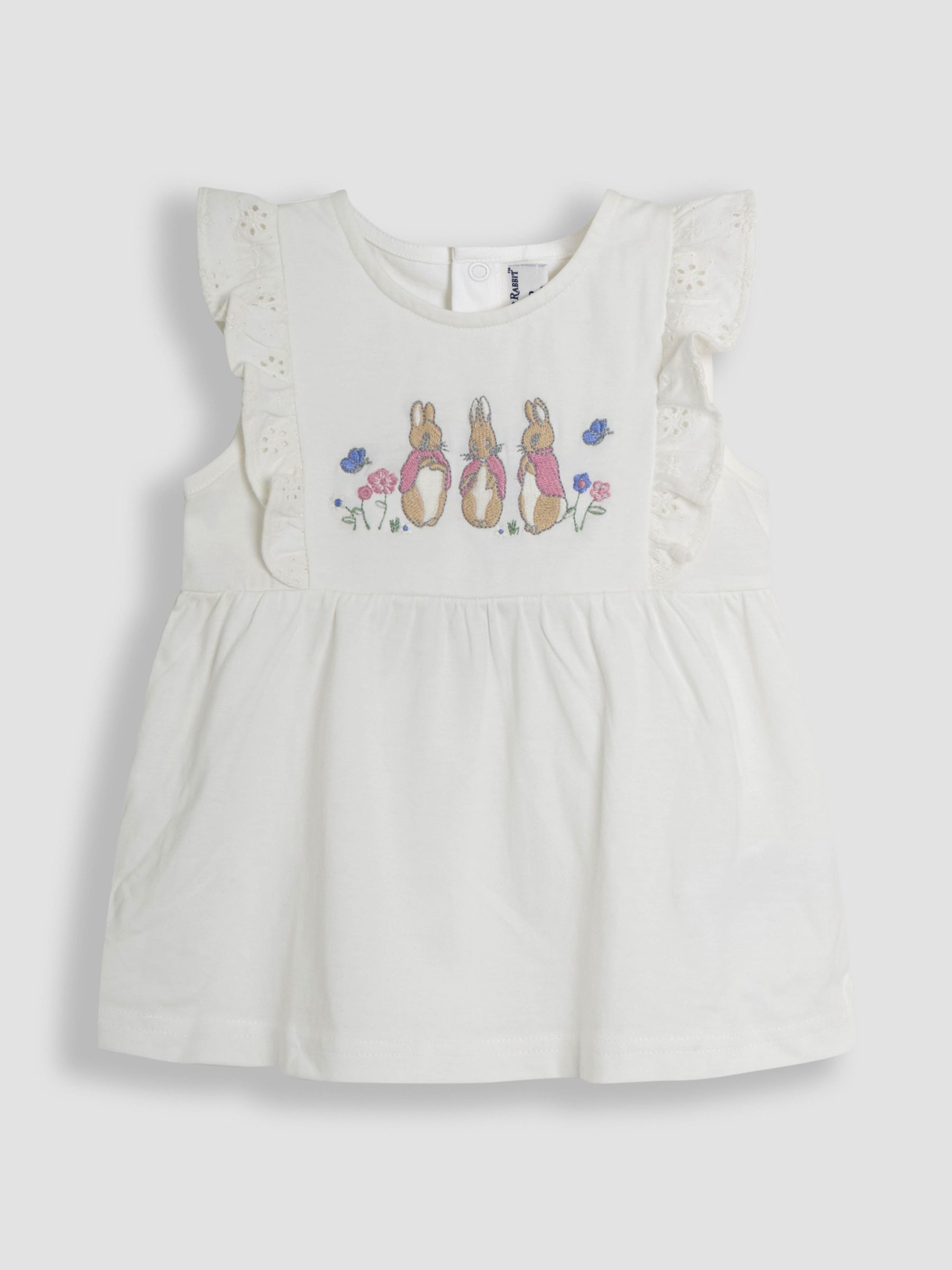 Pink Embroidered Flopsy Bunny Frill Broderie 100% Cotton Romper - Image 6 of 8