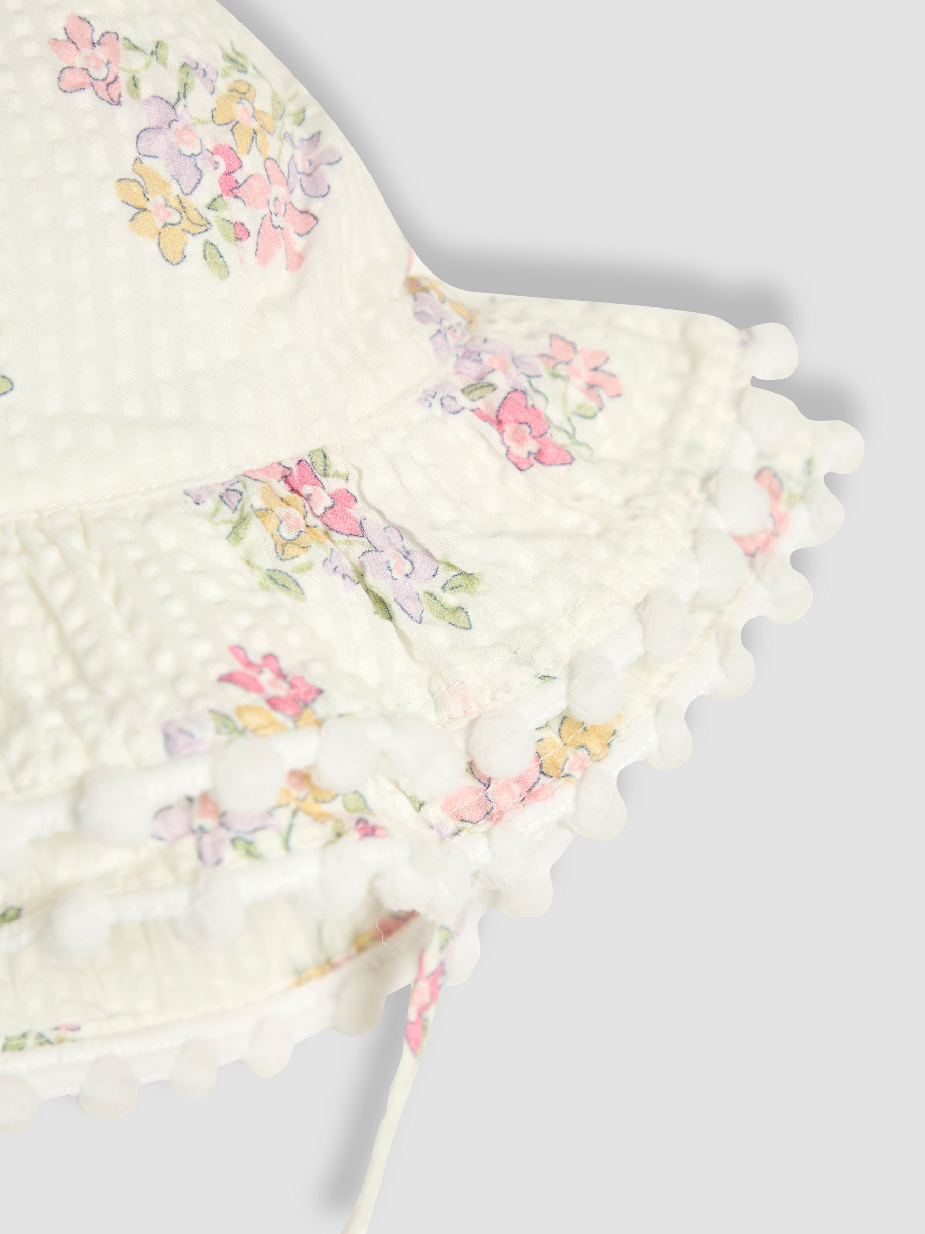White Floral Pretty Frill Sun Hat - Image 2 of 3