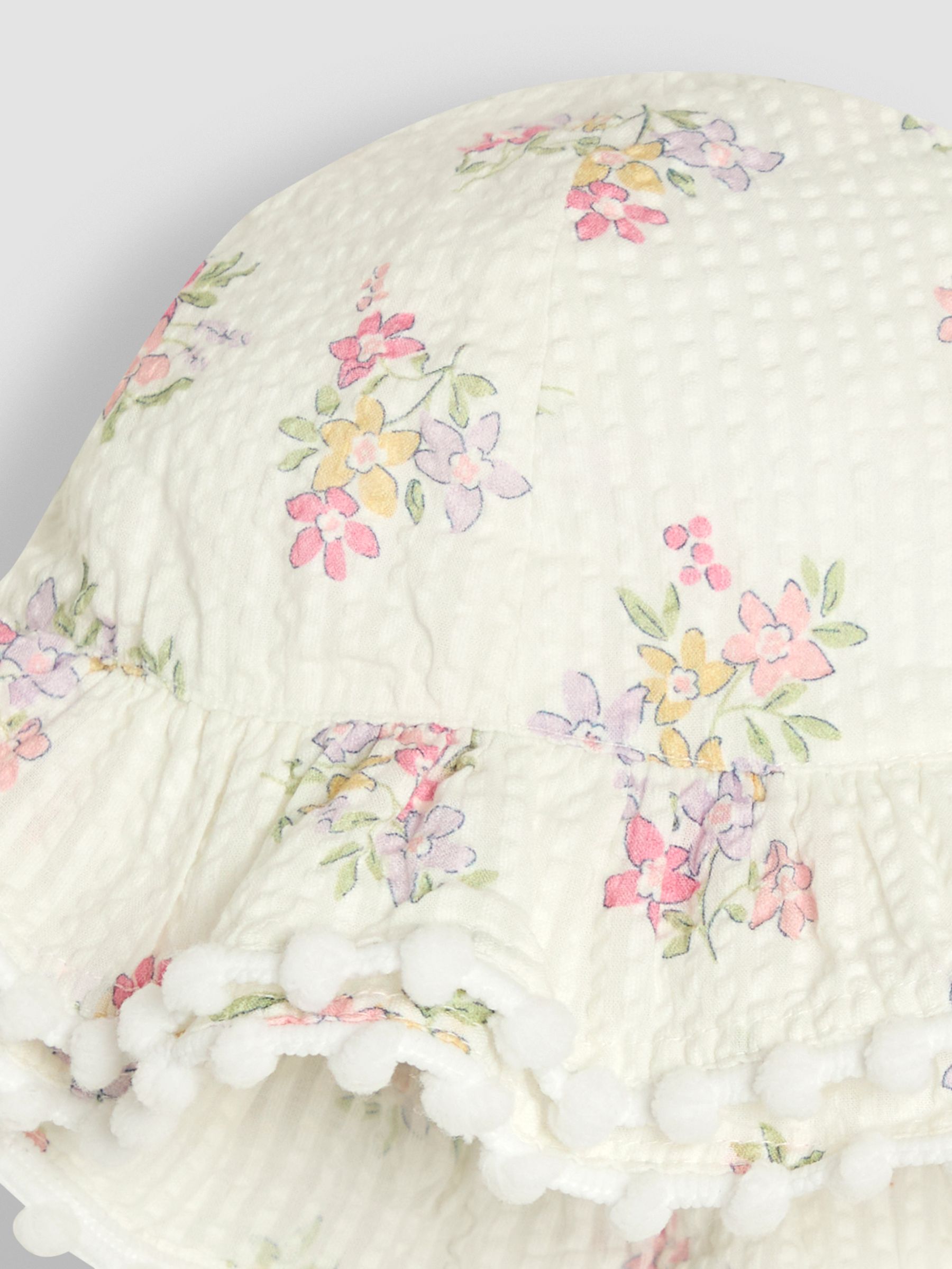 White Floral Pretty Frill Sun Hat - Image 3 of 3