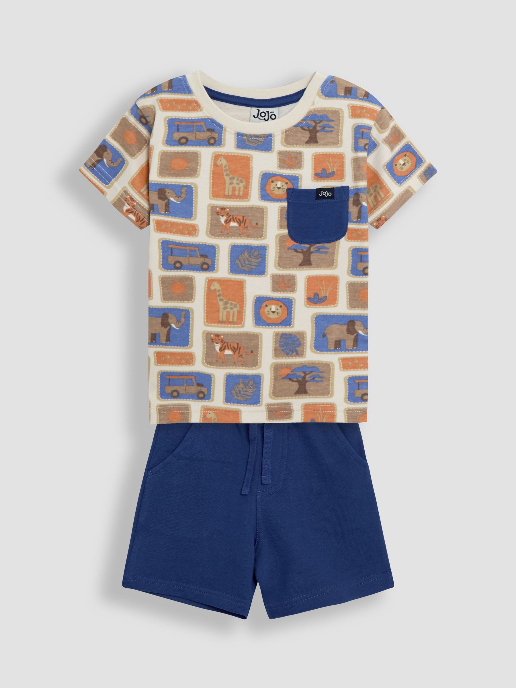 Ecru Safari Postcard 2-Piece Printed T-Shirt & Short Set - Image 1 of 7