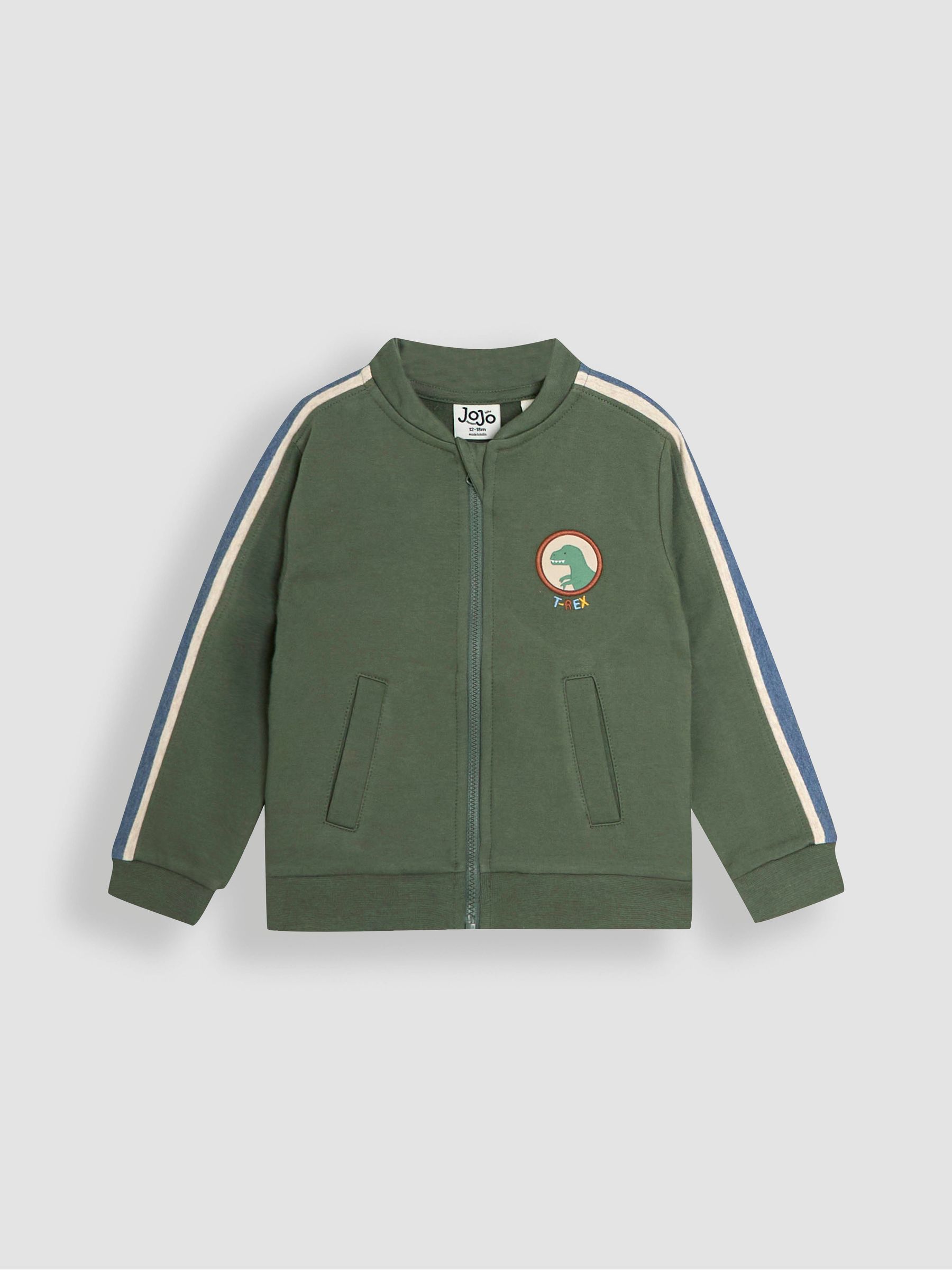 Khaki Green Dino 2-Piece Zip-Up Tracksuit - Image 2 of 6