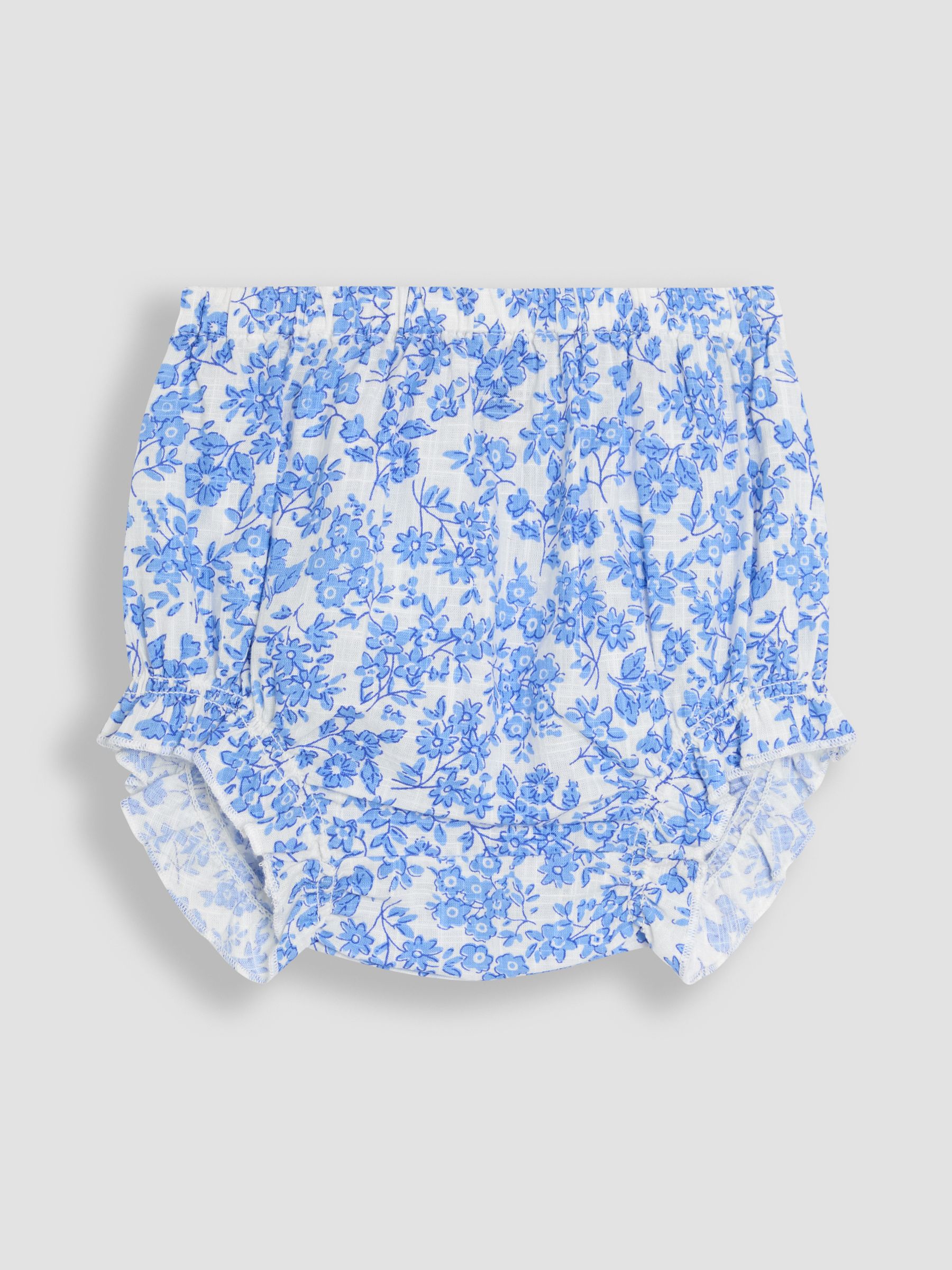 Blue Floral Smocked Woven 100% Cotton Dress - Image 5 of 6