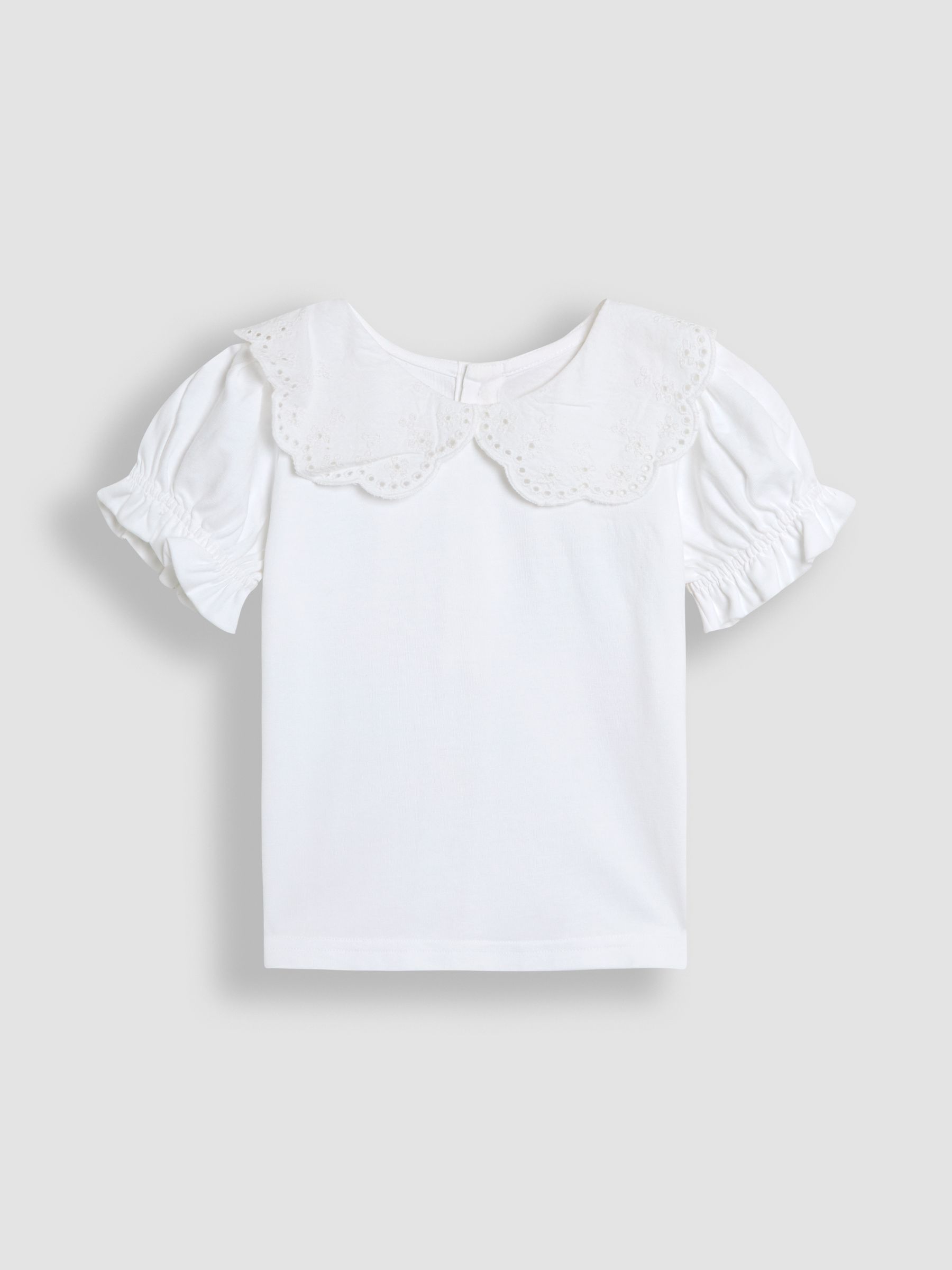 White Broderie Collar T-Shirt - Image 1 of 3