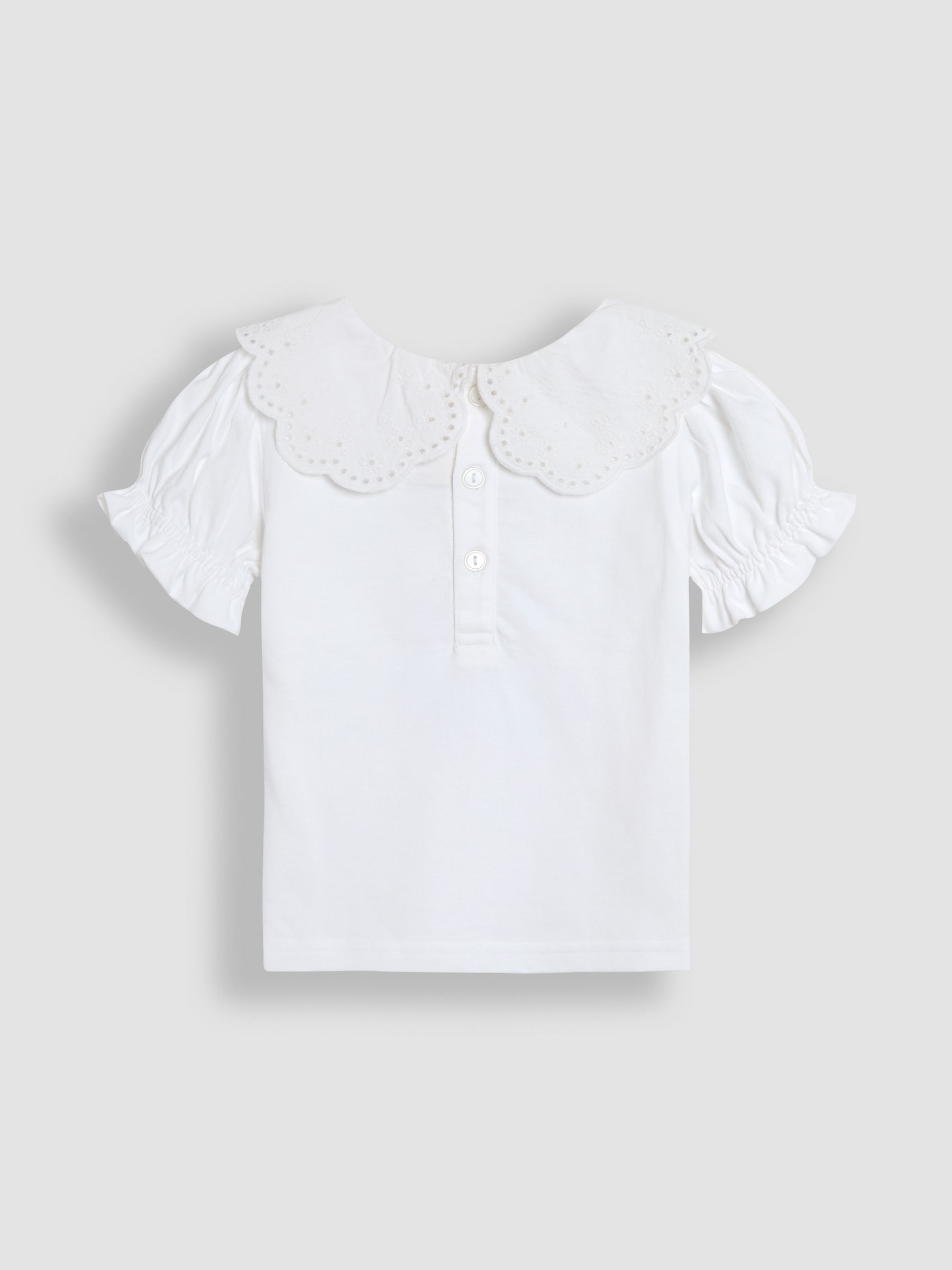 White Broderie Collar T-Shirt - Image 2 of 3
