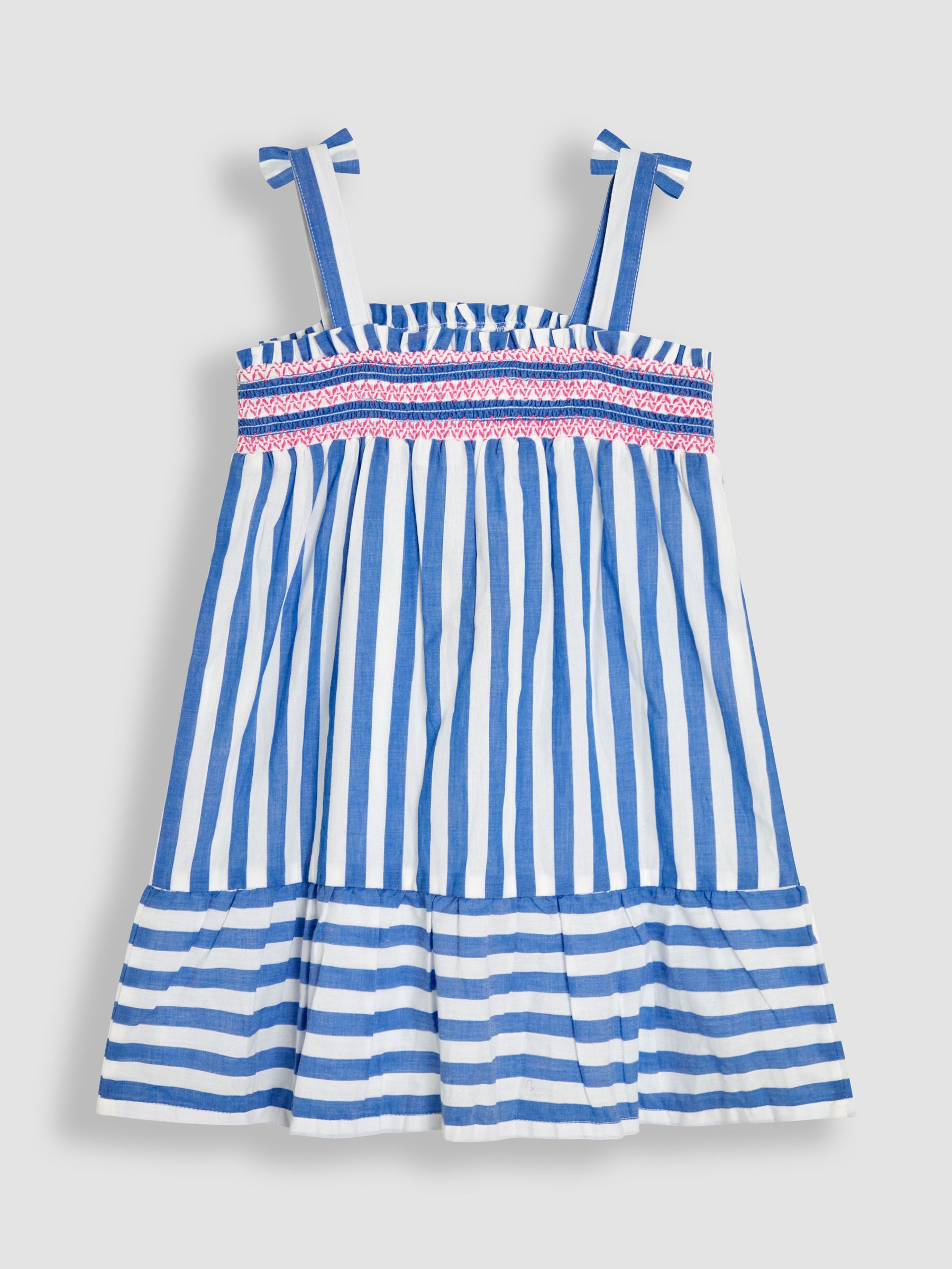 Blue Stripe Smocked Bodice Pretty Sun Dress - Image 2 of 2