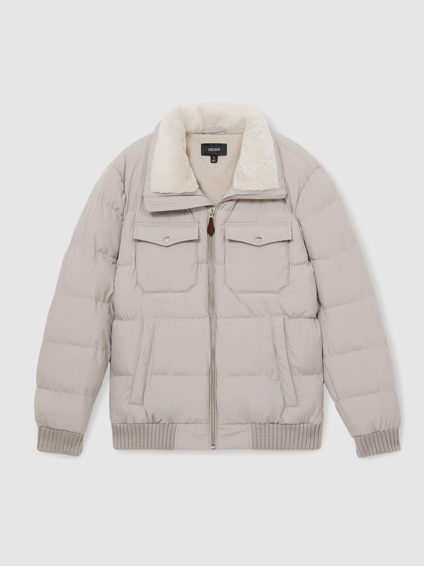 Faux-Fur Collar Puffer Jacket in Grey - Image 2 of 7