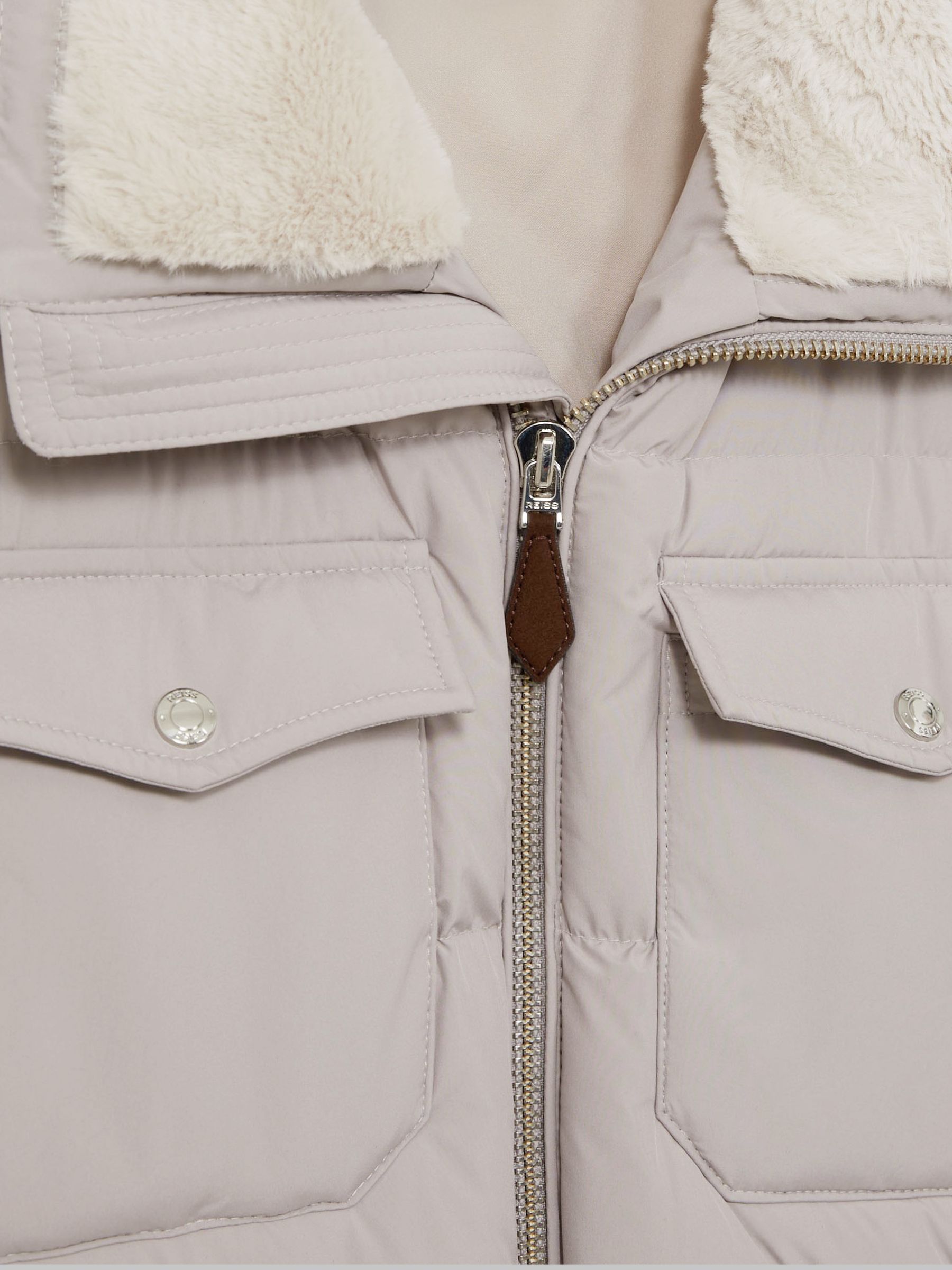 Faux-Fur Collar Puffer Jacket in Grey - Image 7 of 7