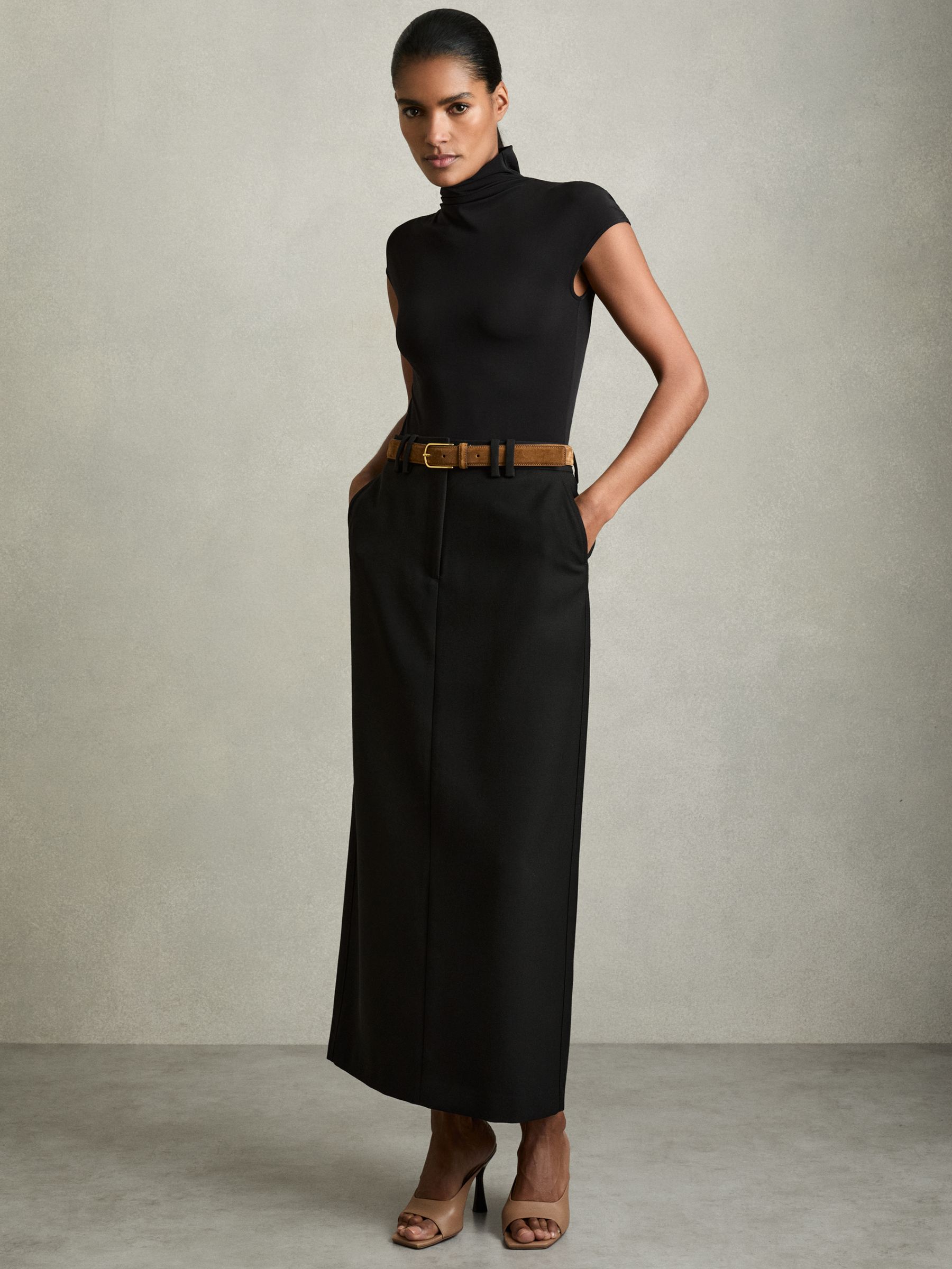 Wool-Blend Tailored Pencil Skirt in Black - Image 3 of 7