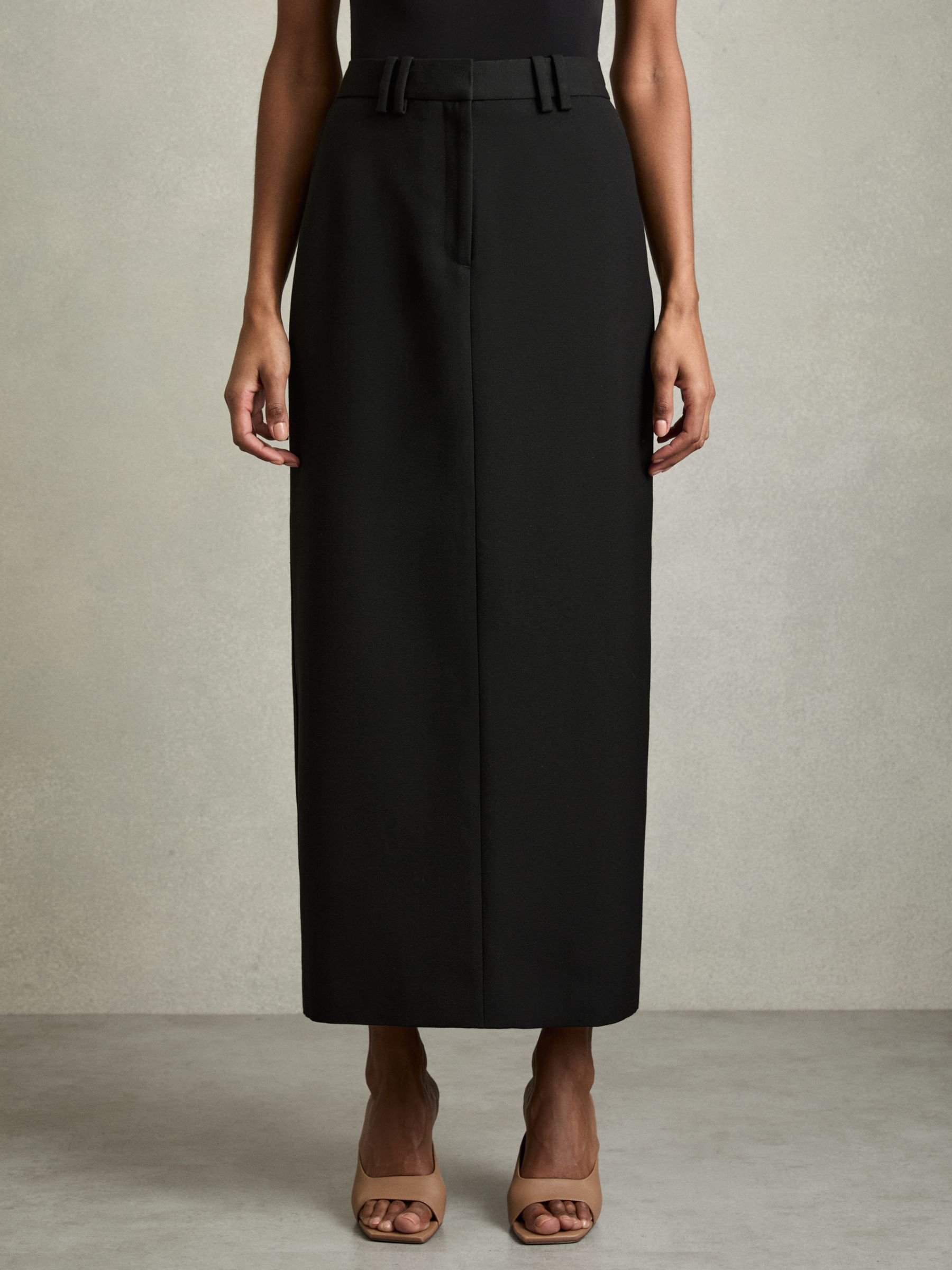 Wool-Blend Tailored Pencil Skirt in Black - Image 4 of 7