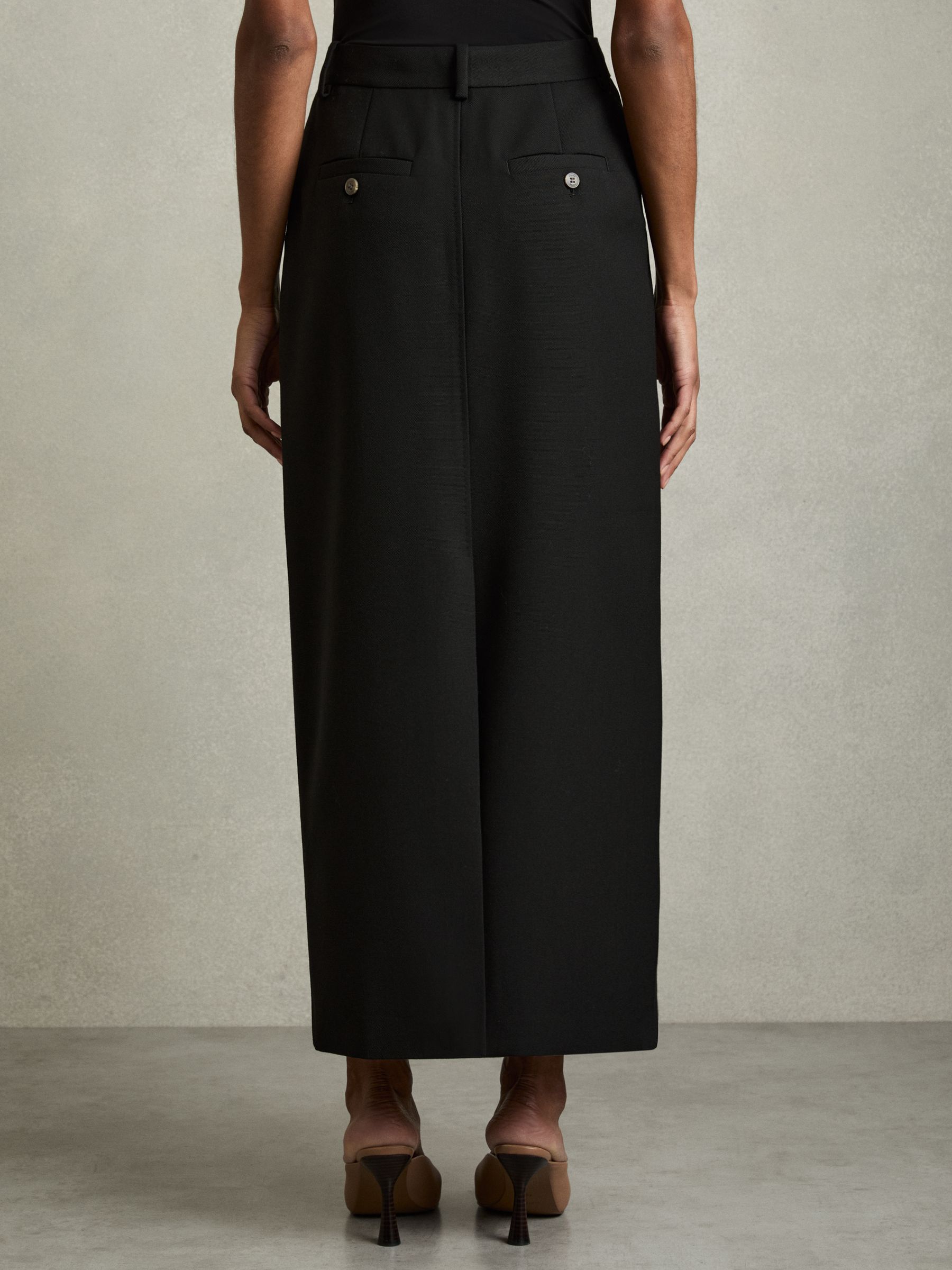 Wool-Blend Tailored Pencil Skirt in Black - Image 6 of 7