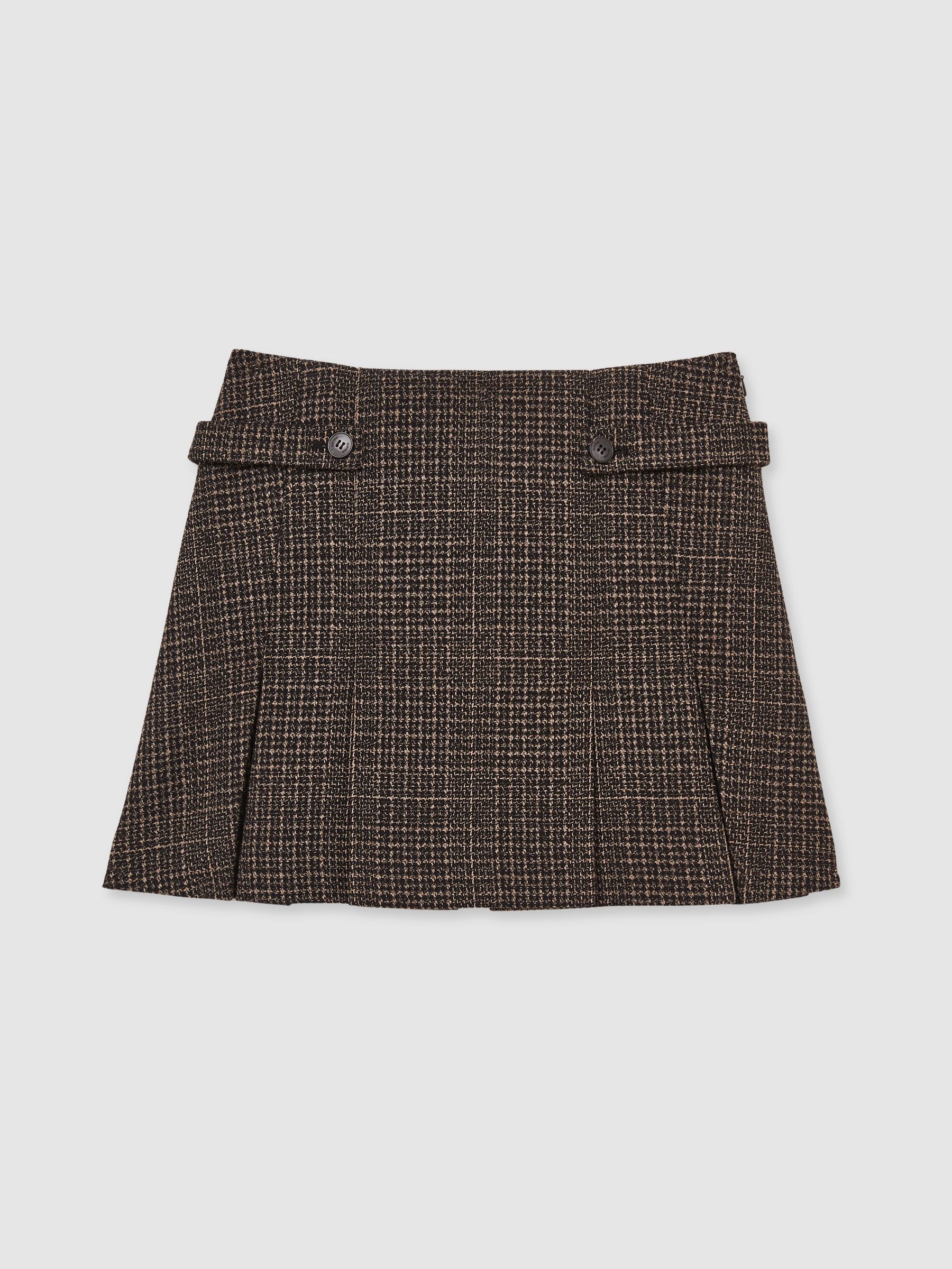 Tweed Pleated Mini Skirt in Brown - Image 2 of 6