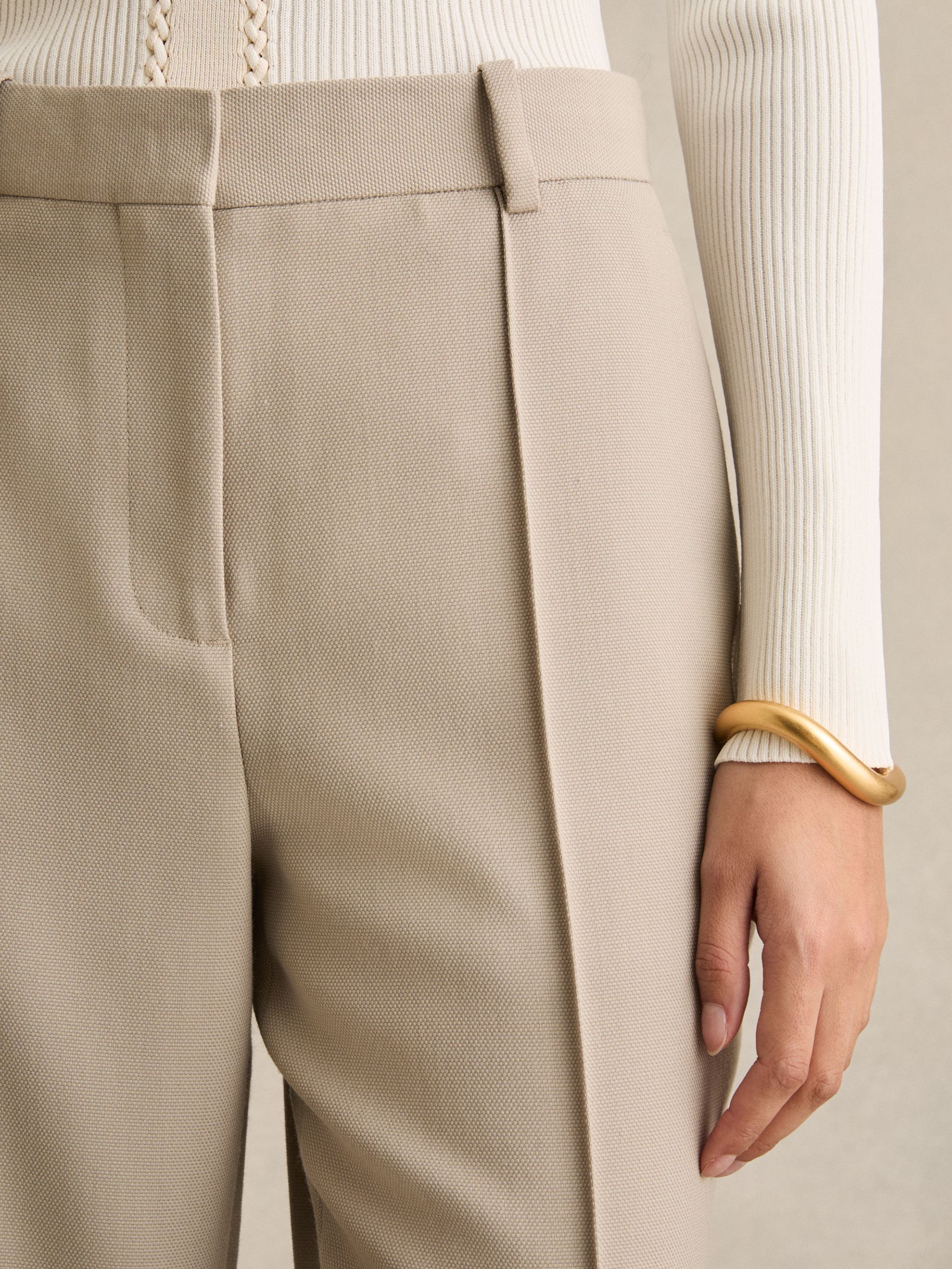 Petite Straight-Leg Textured  Wool-Blend Suit Trousers in Neutral - image 4