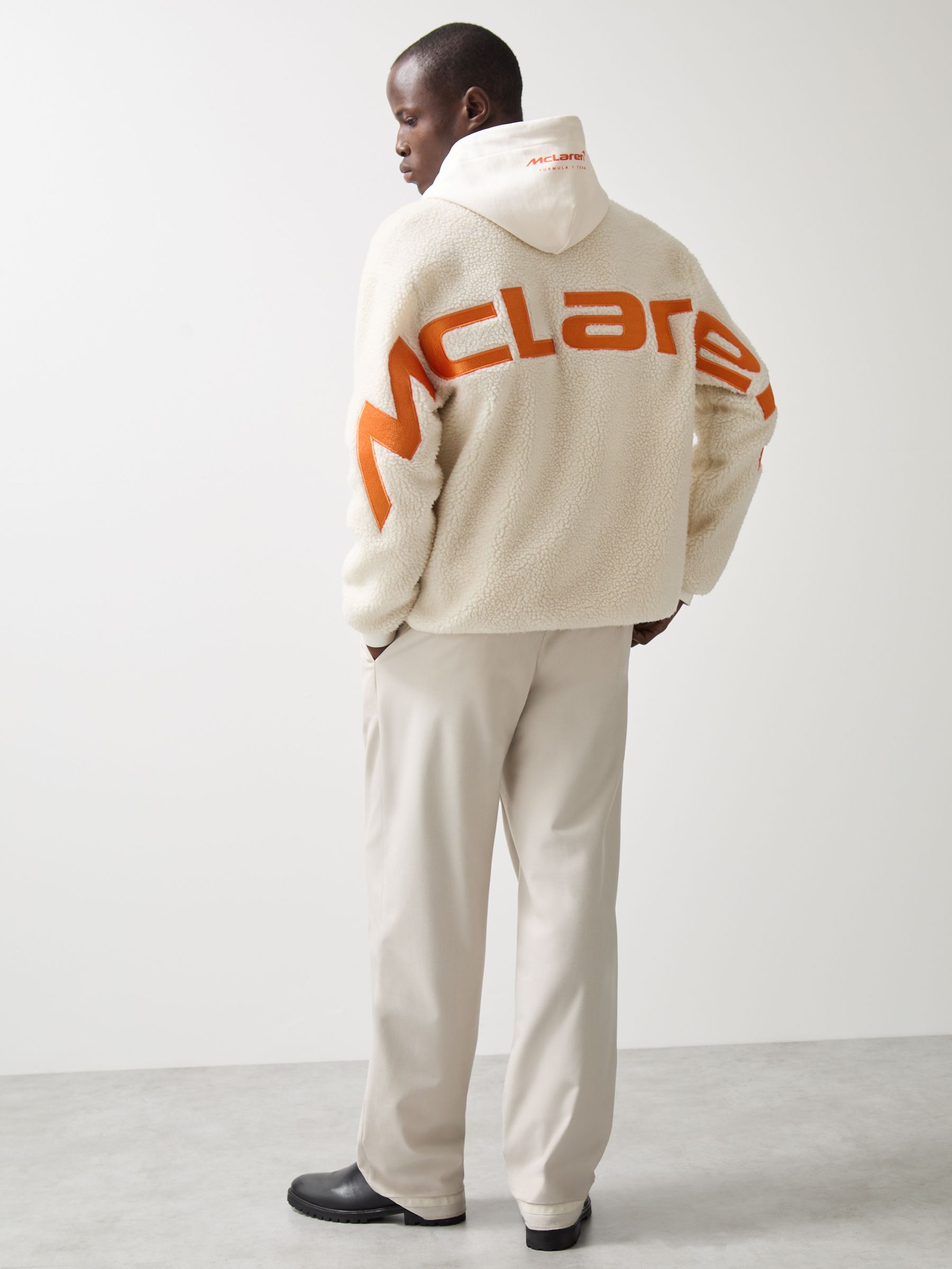 McLaren F1 Team Embroidered Fleece Jacket Unisex Fit in Off White - Image 3 of 9