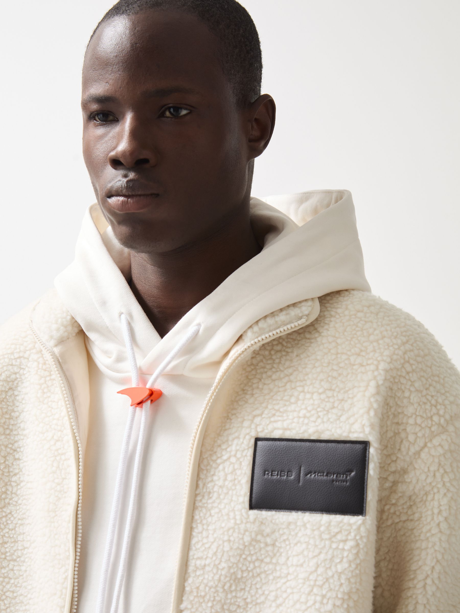 Reiss McLaren F1 Team Embroidered Fleece Jacket Unisex Fit in Off