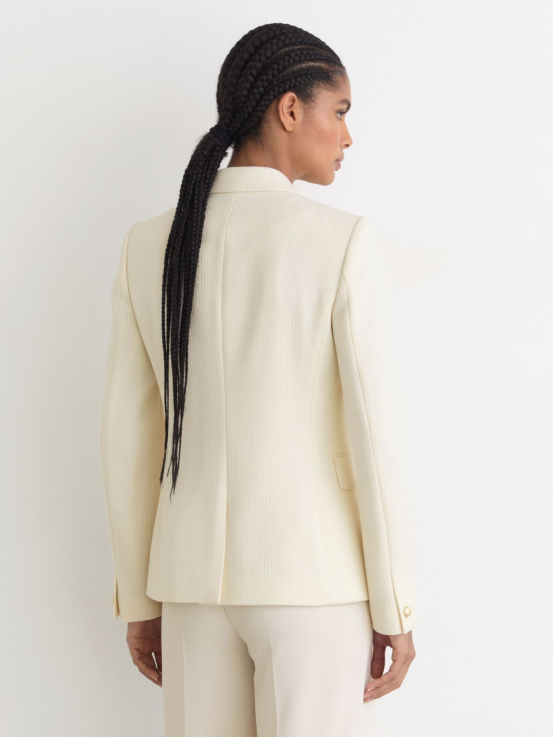 Tailored Fit Textured Double Breasted Blazer in White - image 5