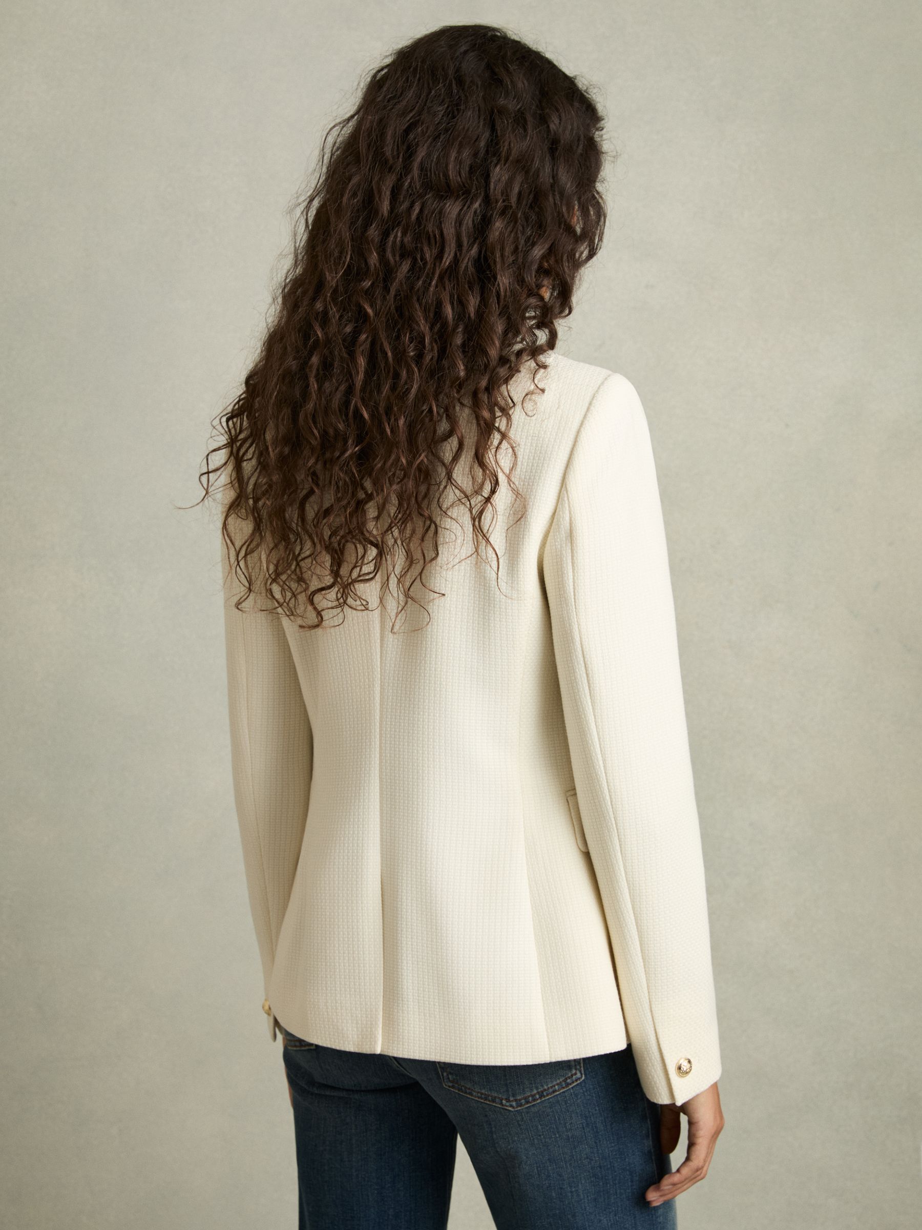 Tailored Fit Textured Double Breasted Blazer in White - Image 5 of 6