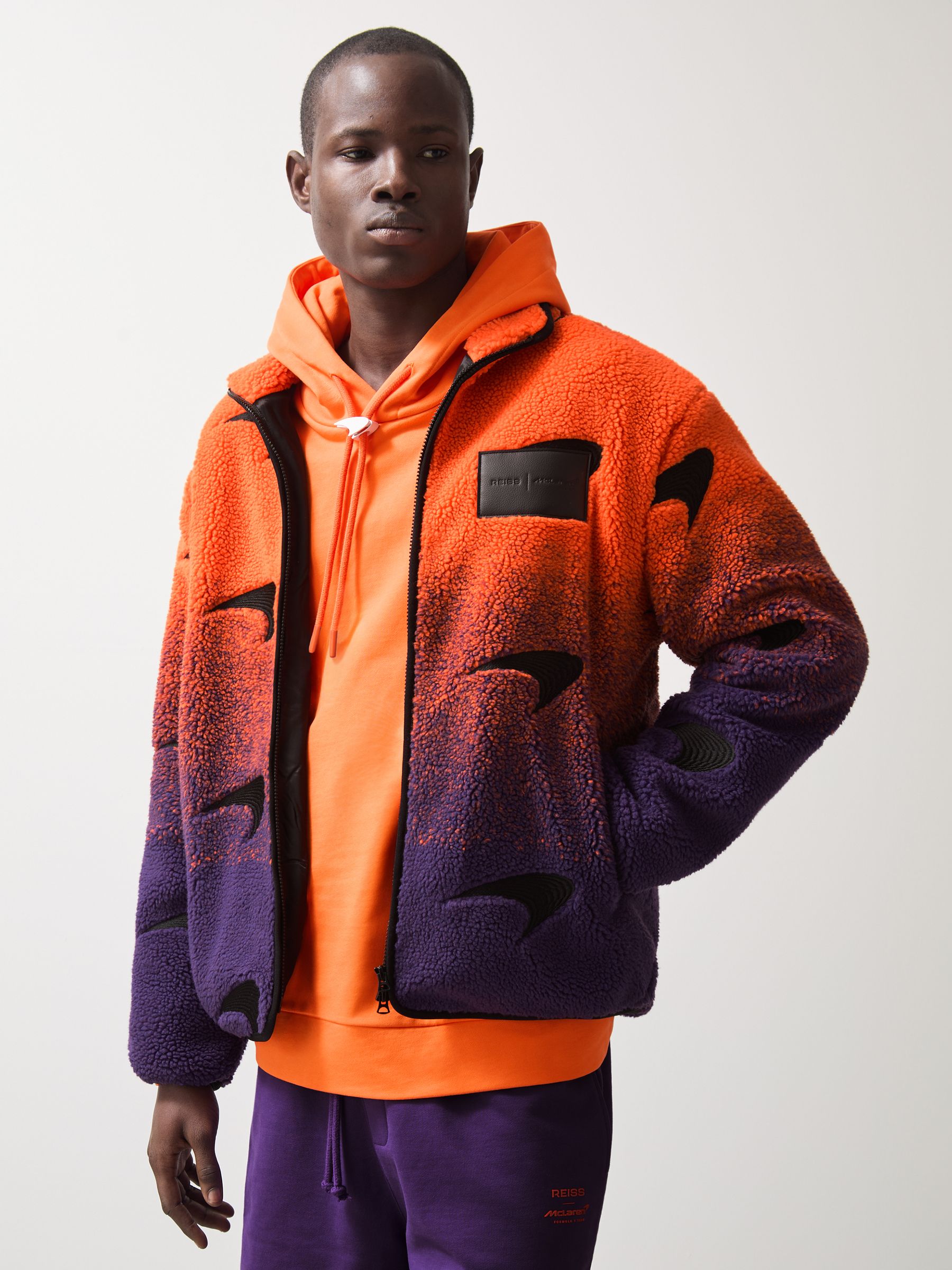 McLaren F1 Team Ombré Fleece Jacket Unisex Fit in Papaya Orange/Purple - Image 3 of 10