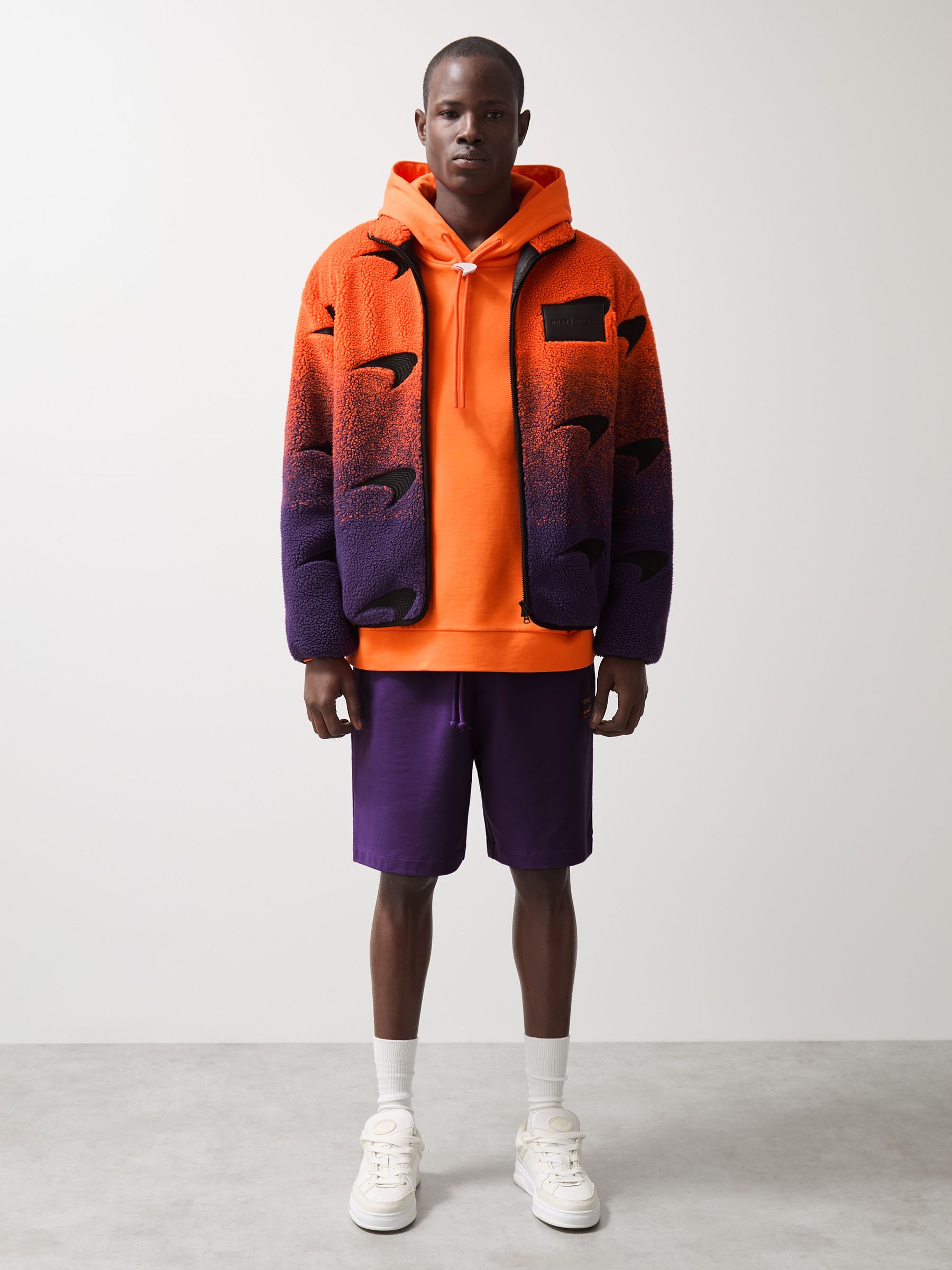 McLaren F1 Team Ombré Fleece Jacket Unisex Fit in Papaya Orange/Purple - Image 4 of 10