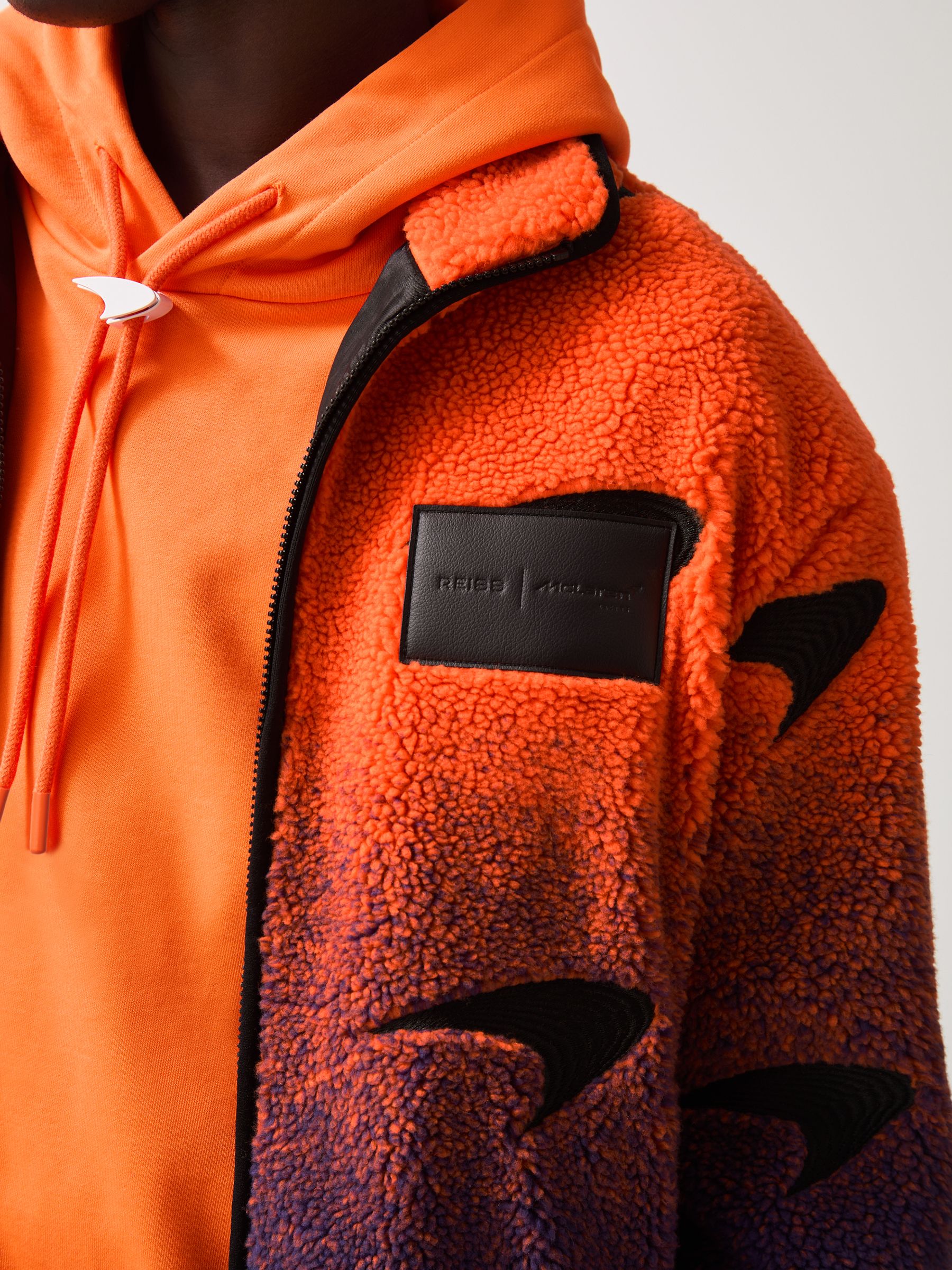 Reiss Unisex Fit McLaren F1 Team Ombré Fleece Jacket in Papaya