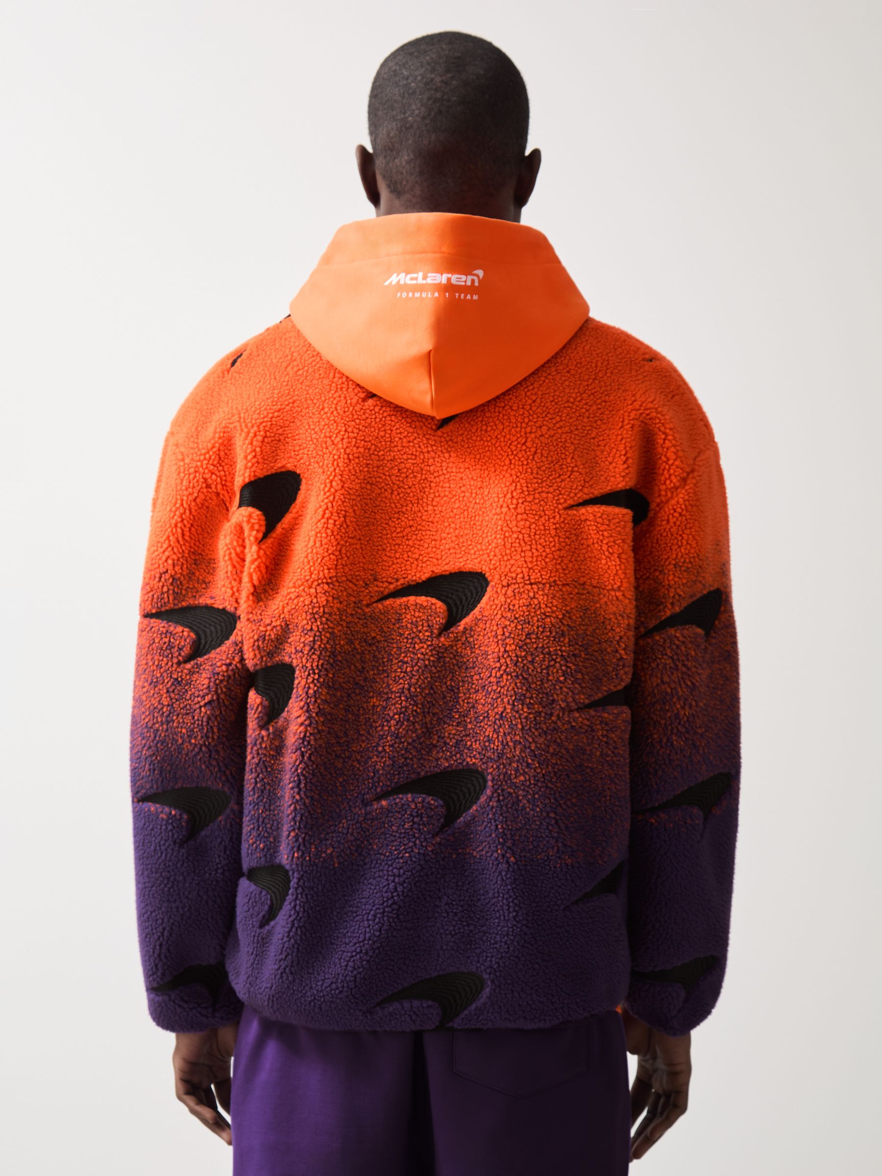 McLaren F1 Team Ombré Fleece Jacket Unisex Fit in Papaya Orange/Purple - Image 6 of 10