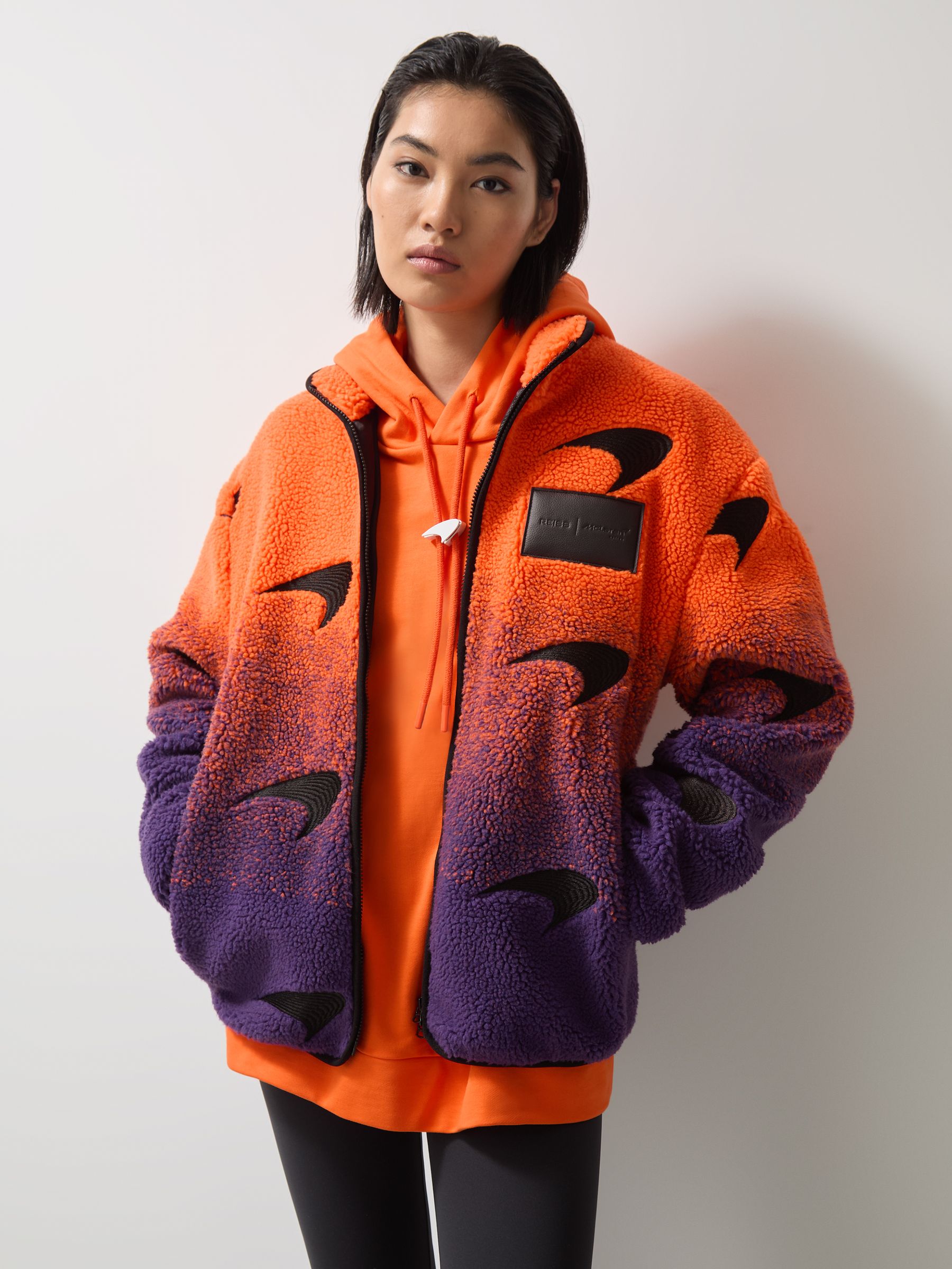 McLaren F1 Team Ombré Fleece Jacket Unisex Fit in Papaya Orange/Purple - Image 7 of 10