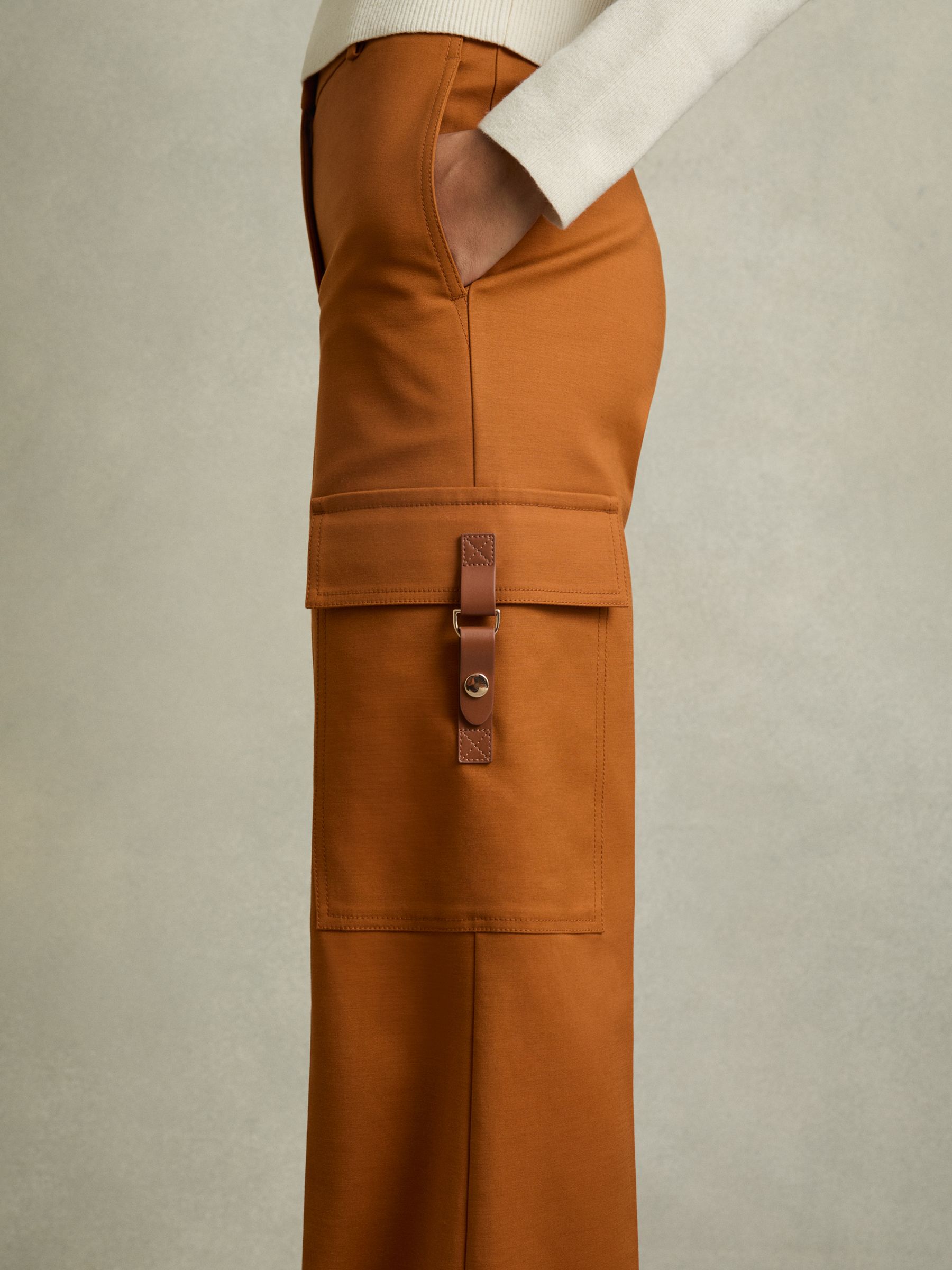 Wide-Leg Combat Trousers With Cotton in Rust - Image 4 of 6
