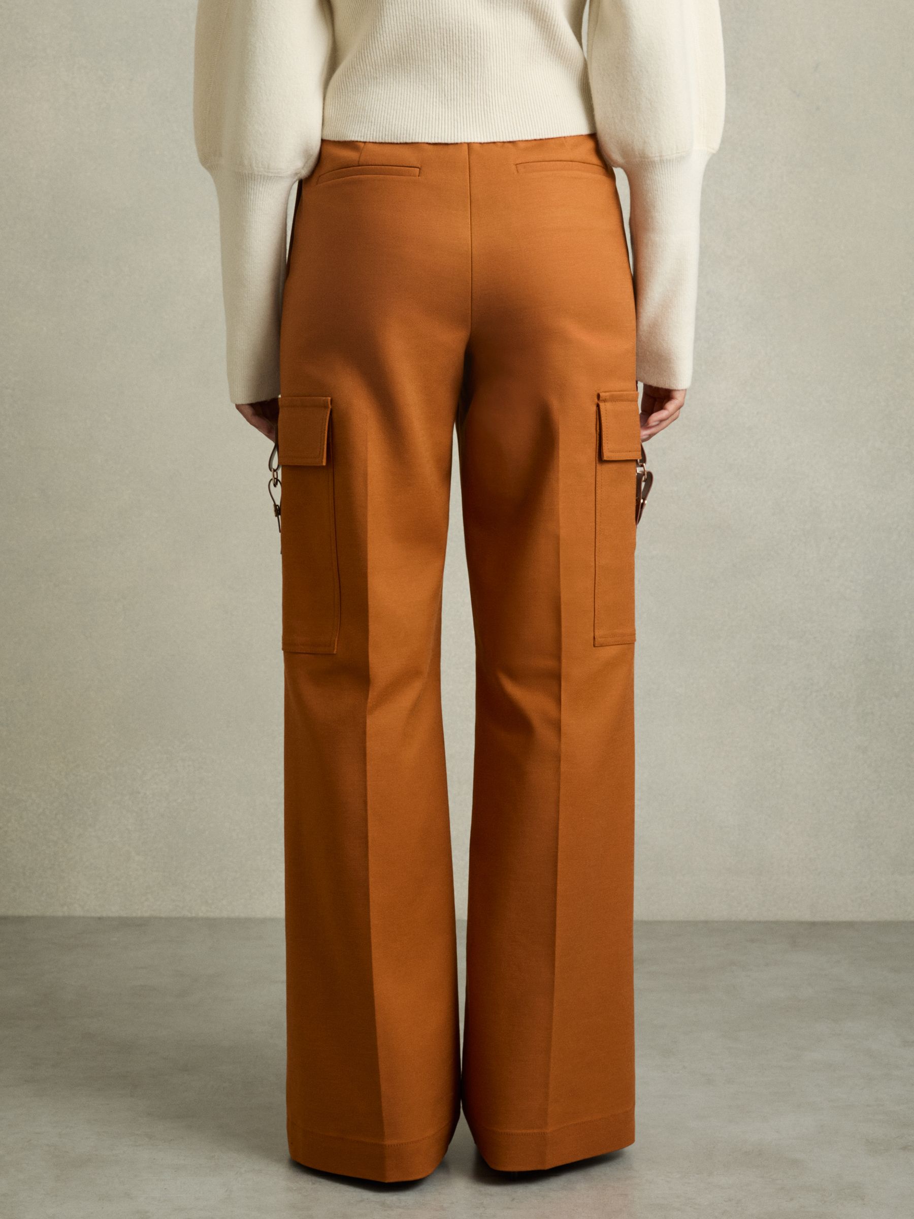 Wide-Leg Combat Trousers With Cotton in Rust - Image 5 of 6