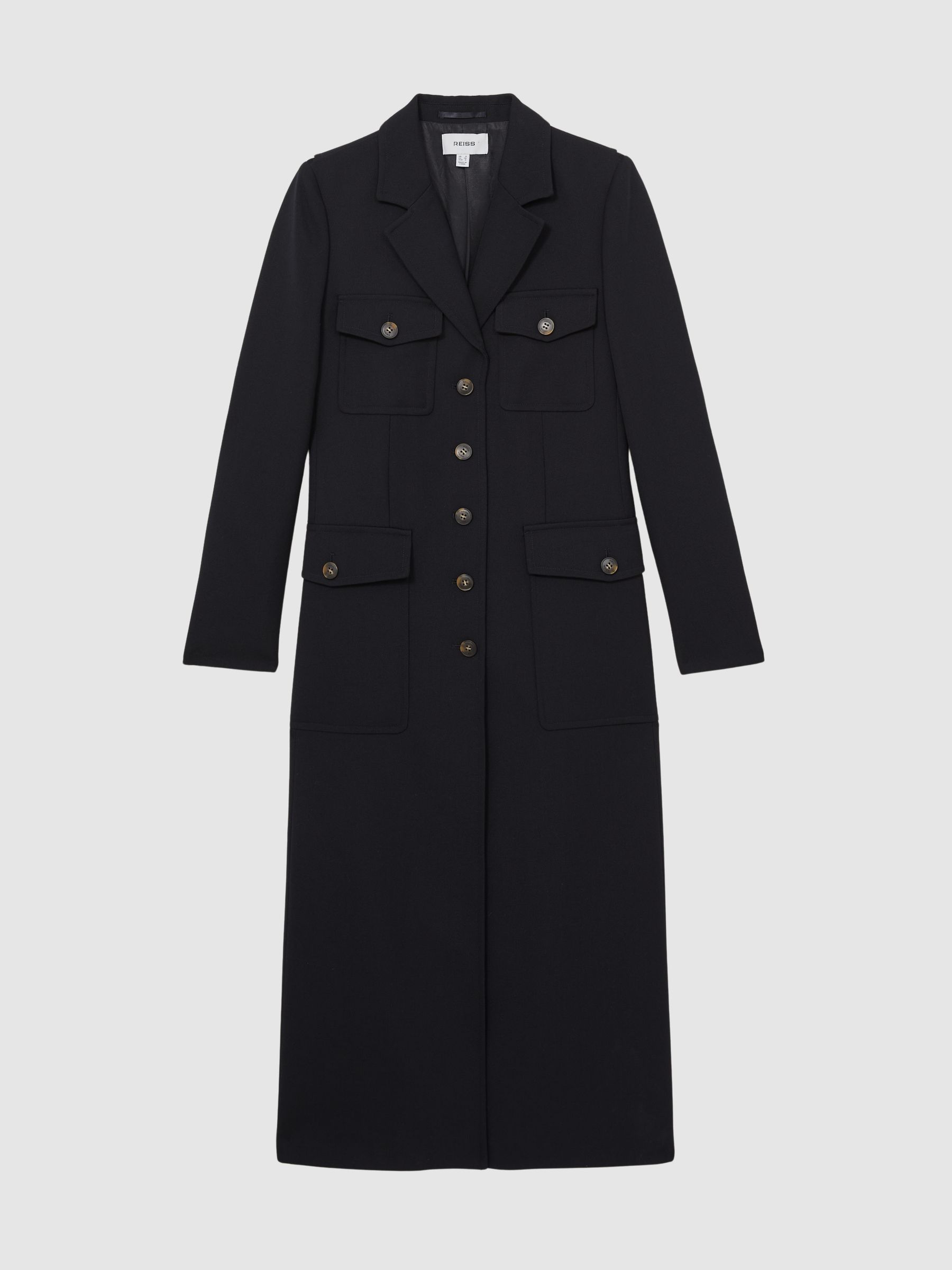 Wool-Blend Single-Breasted Coat in Navy - Image 2 of 6