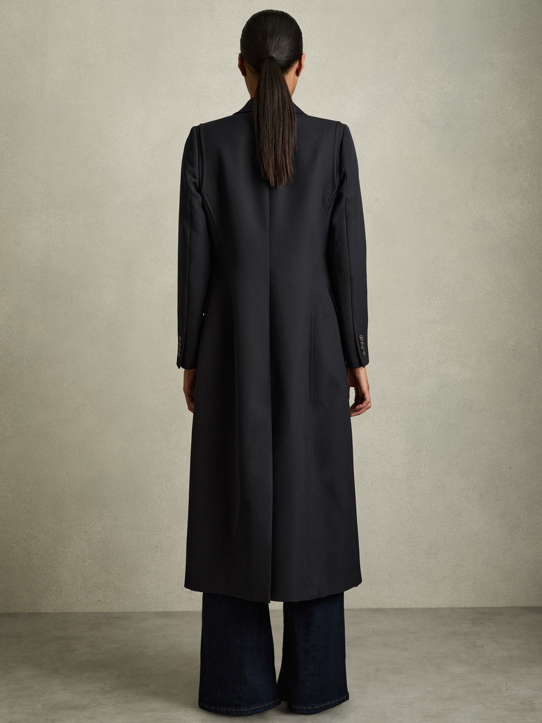 Reiss Wool-Blend Single-Breasted Coat in Navy | REISS