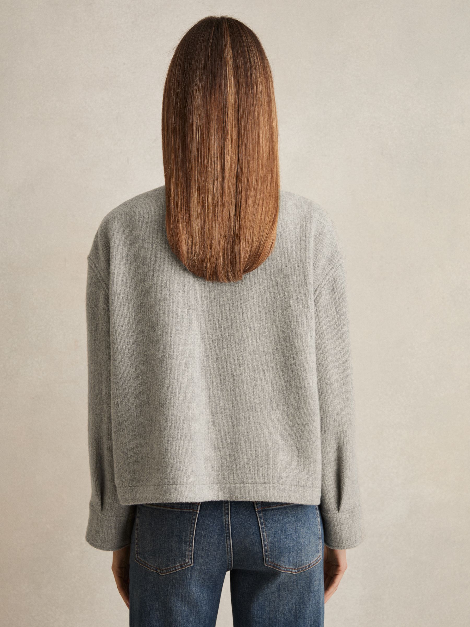 Wool Funnel-Neck Bomber Jacket in Grey - Image 5 of 7