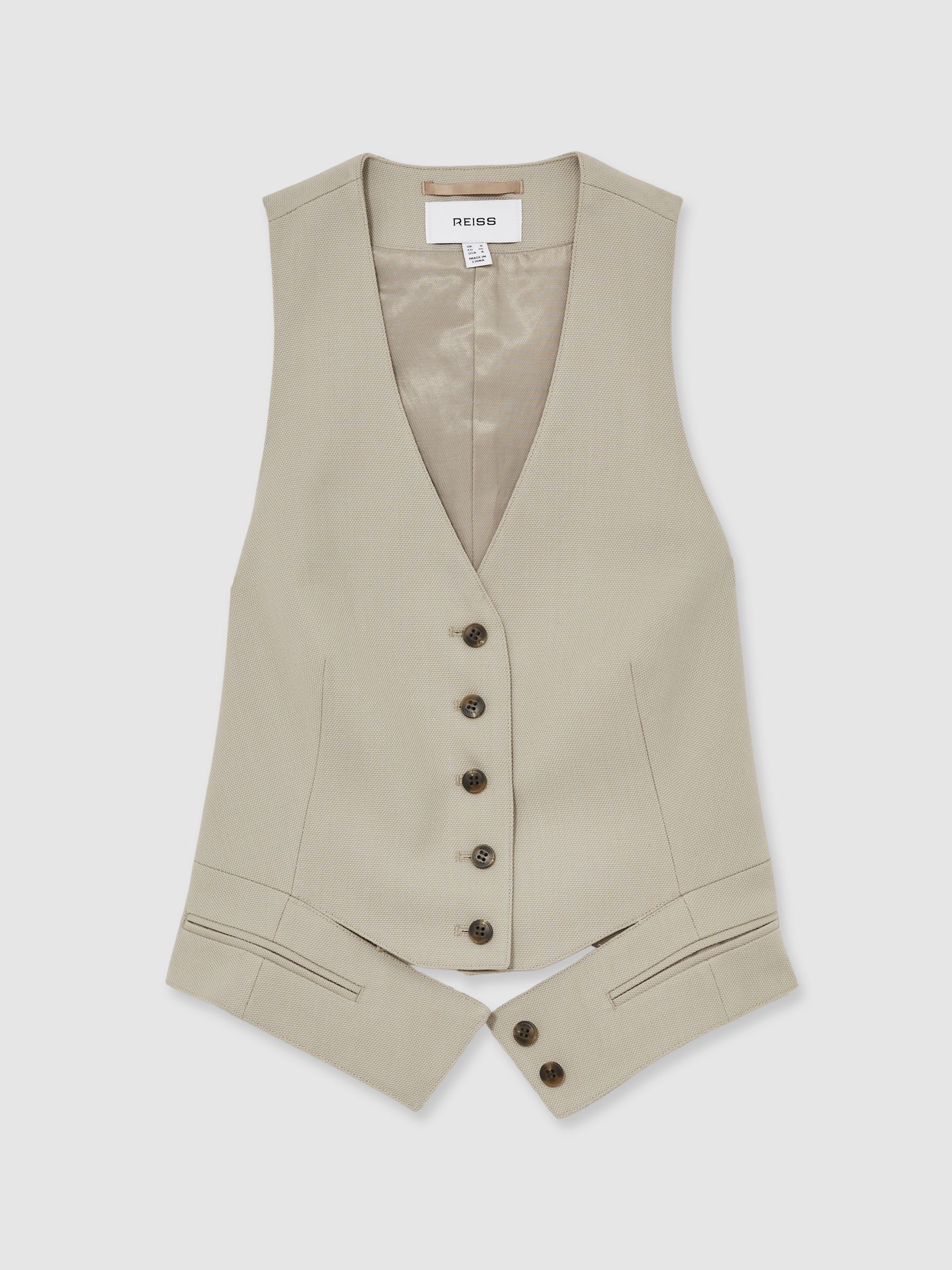 Wool-Blend Textured Waistcoat in Neutral - Image 2 of 6