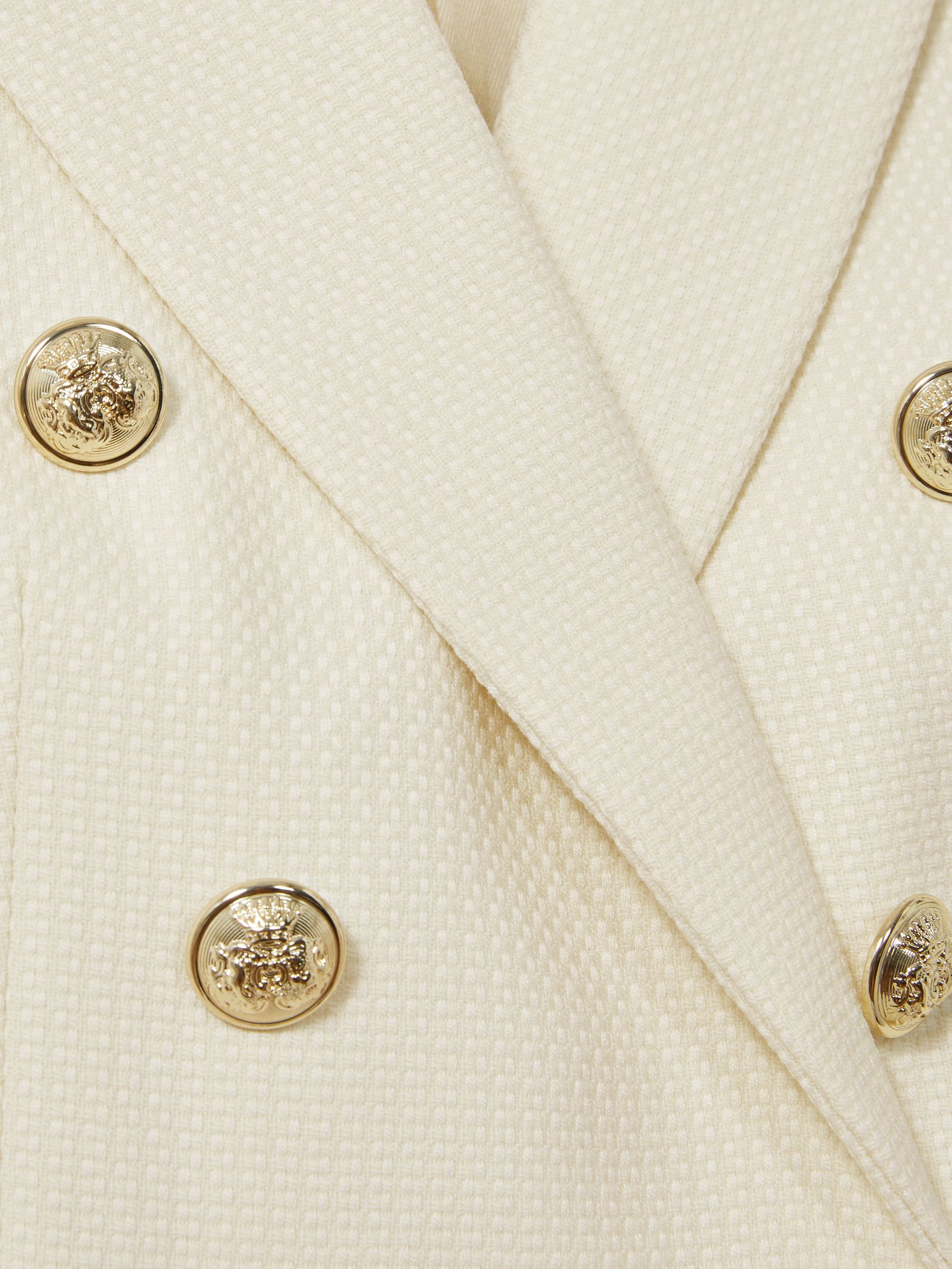 Petite Tailored Fit Textured Double Breasted Blazer in White - image 3