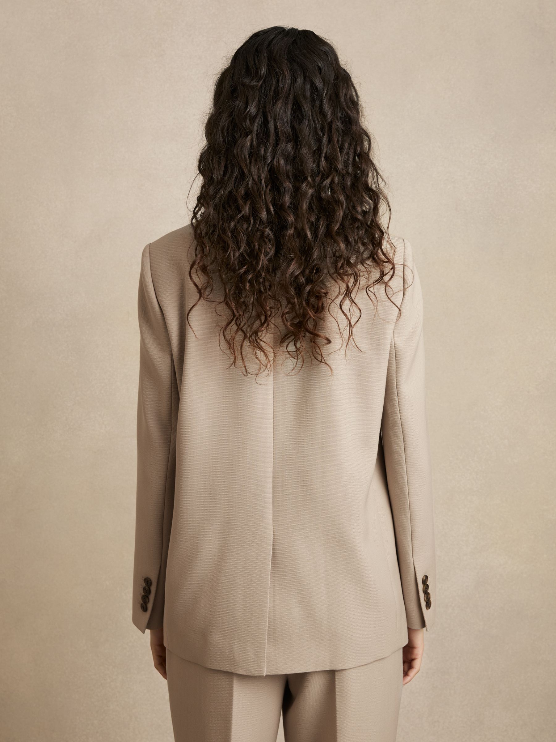 Single-Breasted Textured Suit Jacket Wool-Blend in Neutral - Image 5 of 6