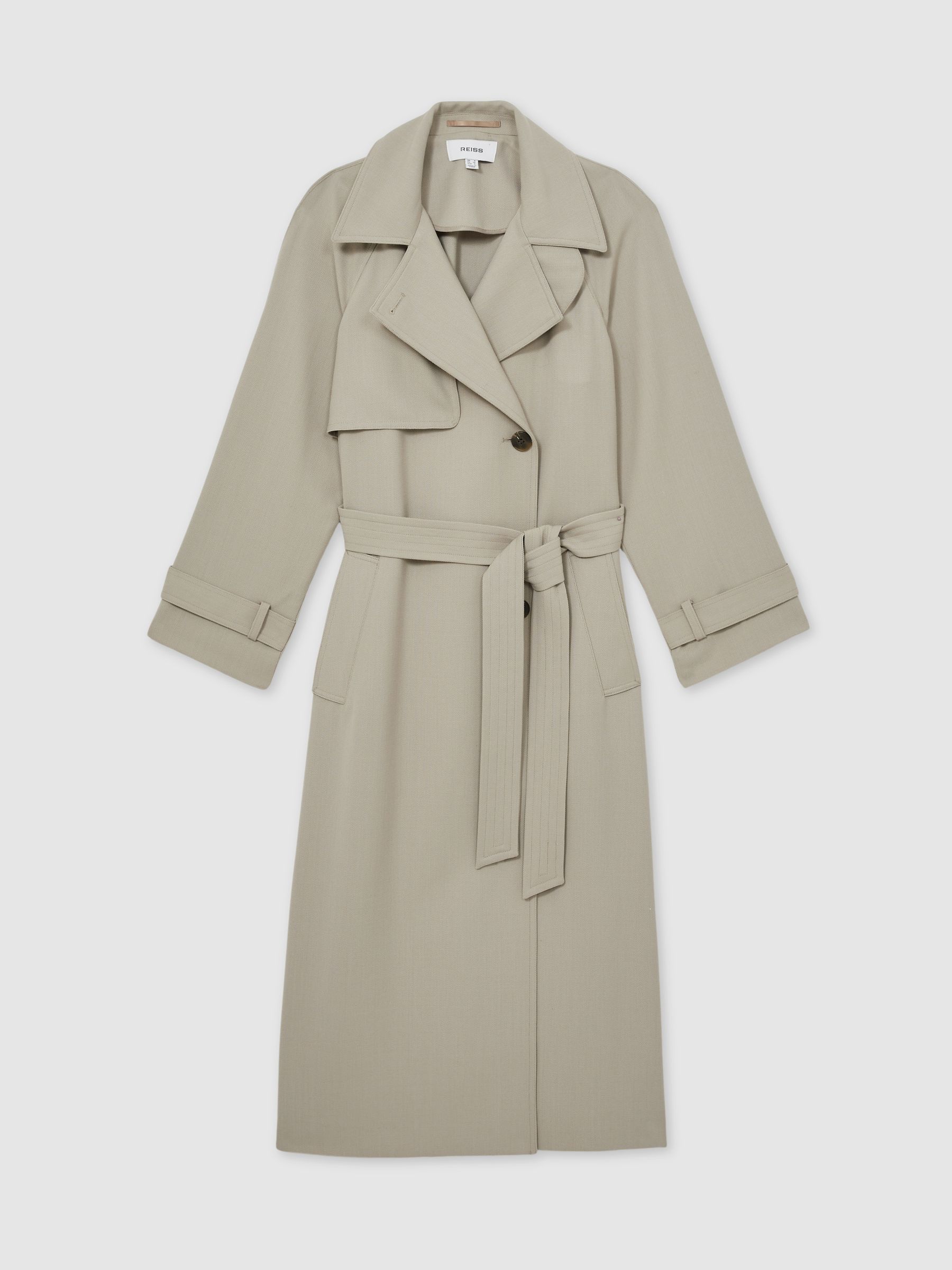 Wool-Blend Double-Breasted Trench Coat in Neutral - Image 2 of 6