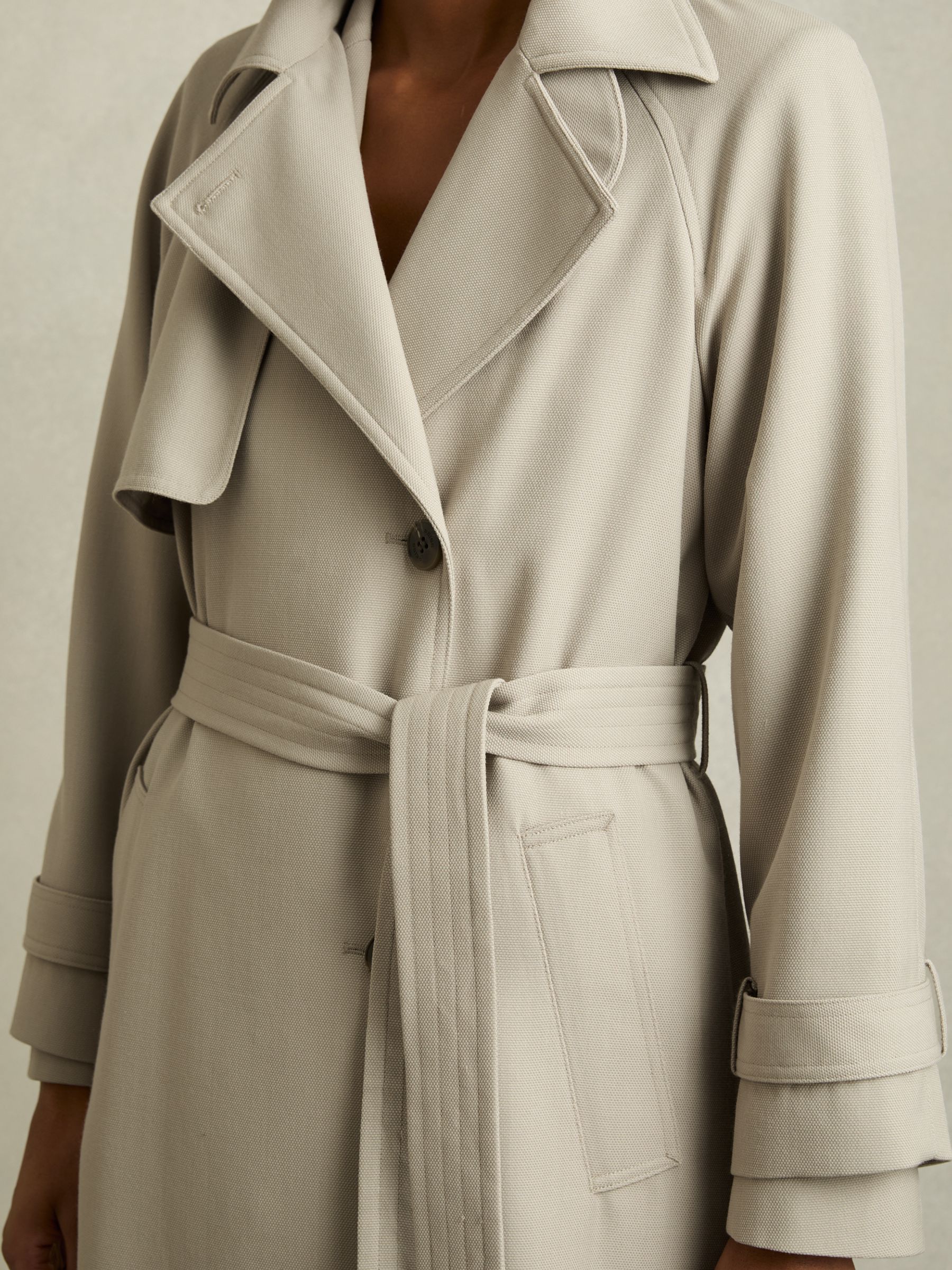 Wool-Blend Double-Breasted Trench Coat in Neutral - Image 3 of 6